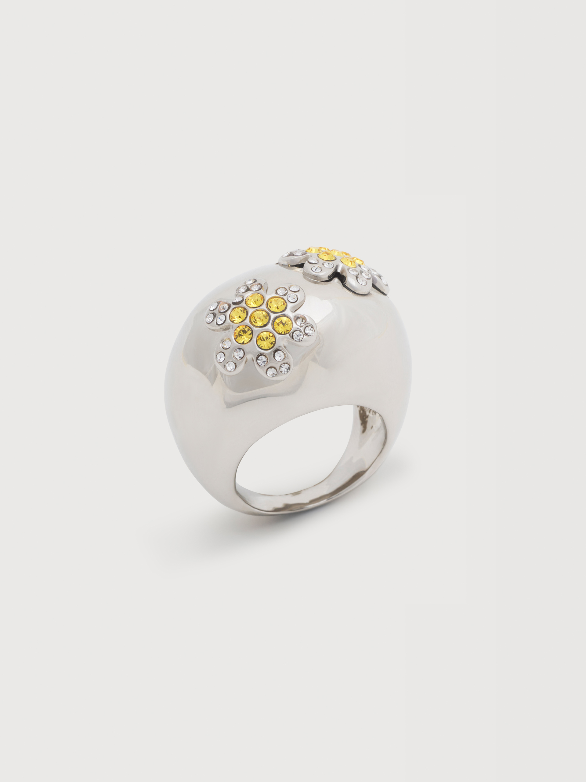Orange rhinestone daisy ring - Rings - Image 3