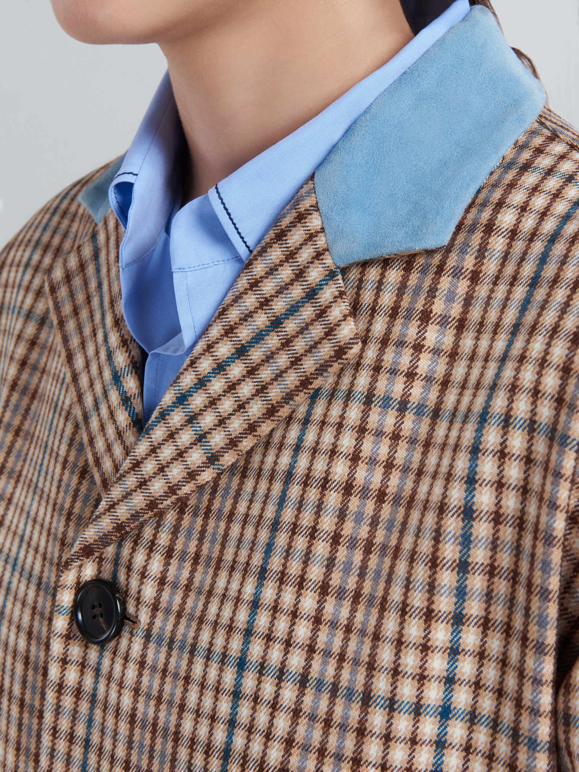Beige check wool coat - Coats - Image 5