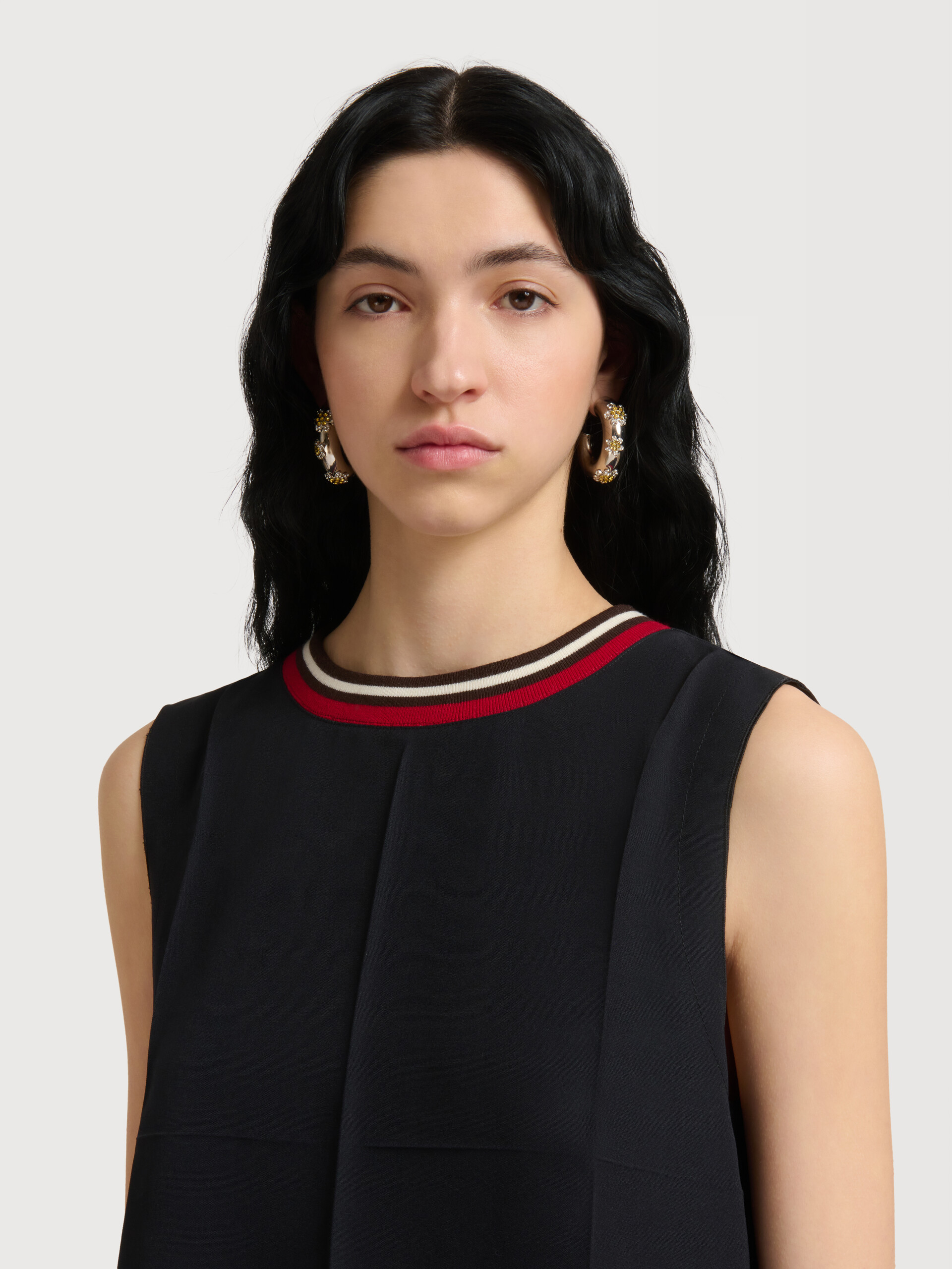 Black techno wool dress with mock neck - Dresses - Image 5