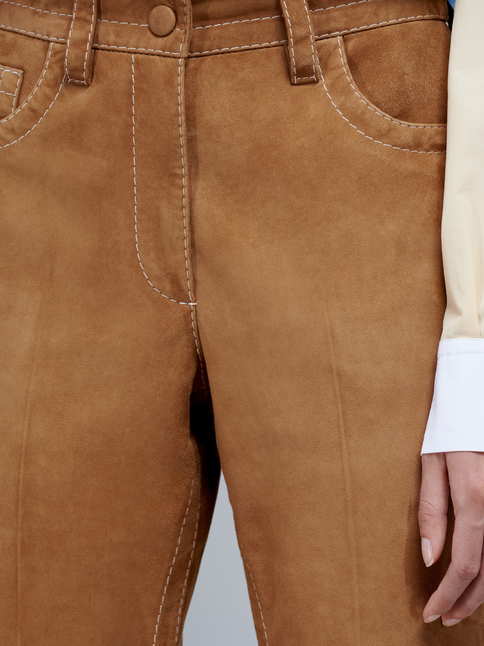 Suede natural nappa trousers