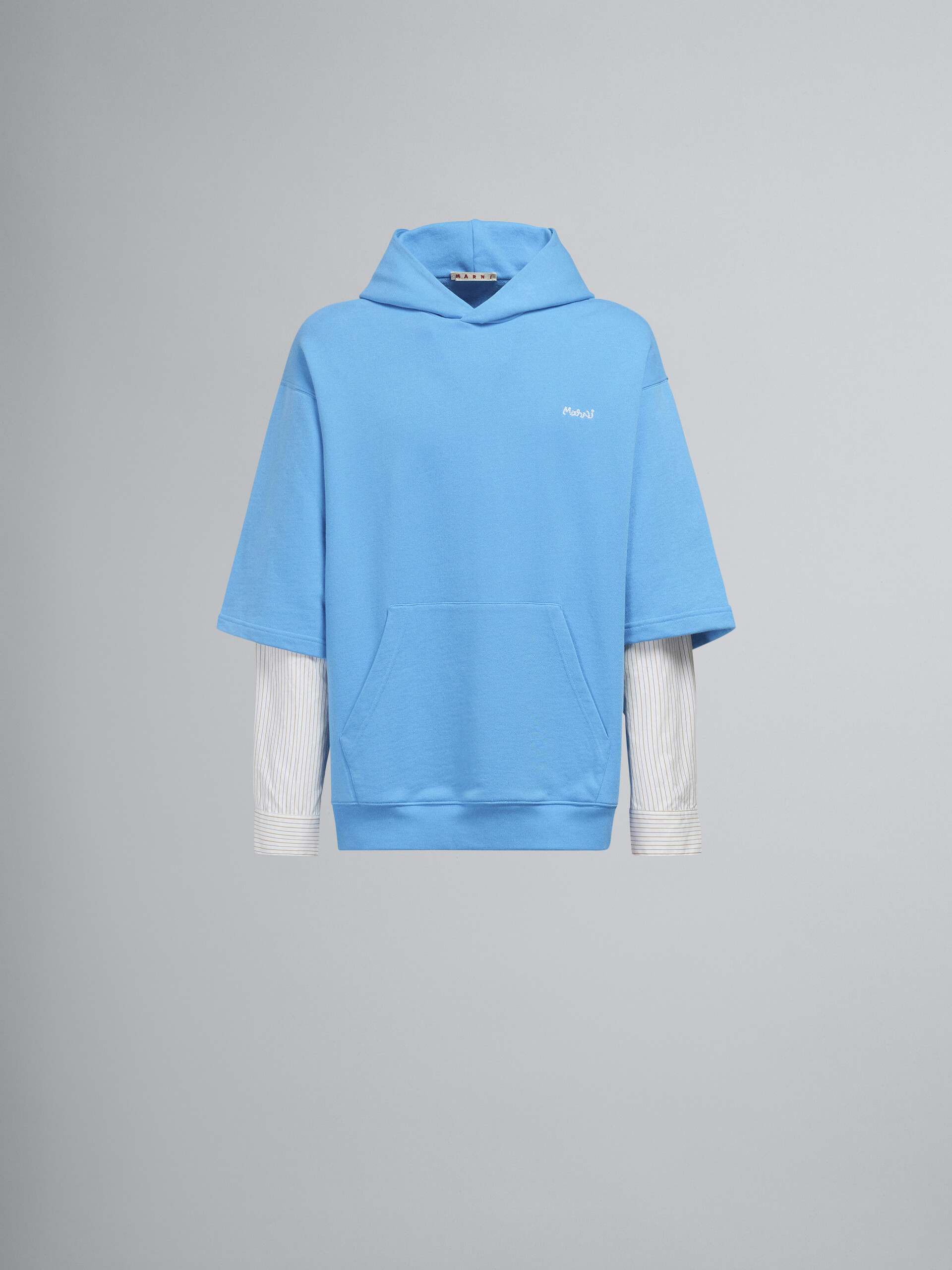 Blue bio cotton hooded sweatshirt - Sweaters - Image 1