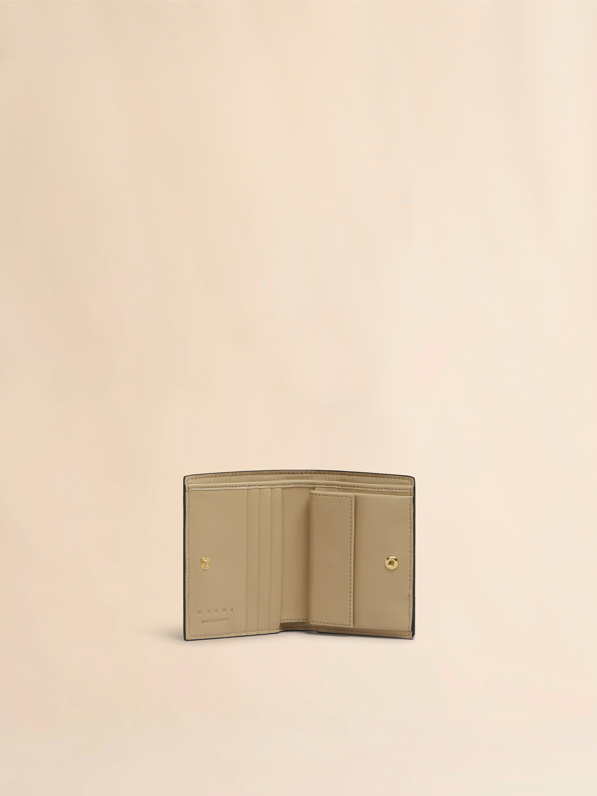 Portefeuille à deux volets en cuir bleu clair à rayures avec broderie Marni Symbol - Portefeuilles - Image 2