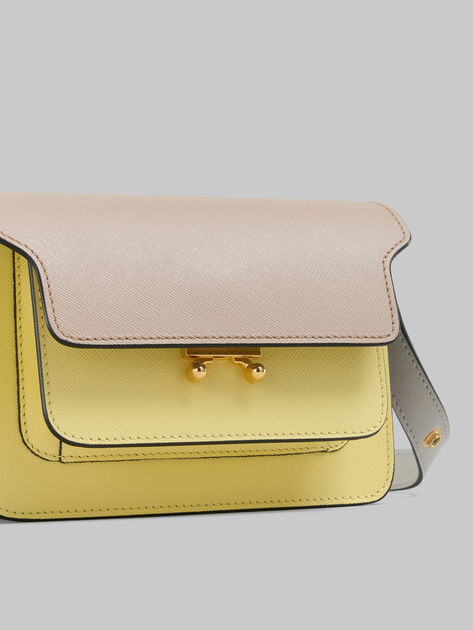 Tan yellow and grey saffiano leather mini Trunk bag - Shoulder Bags - Image 5