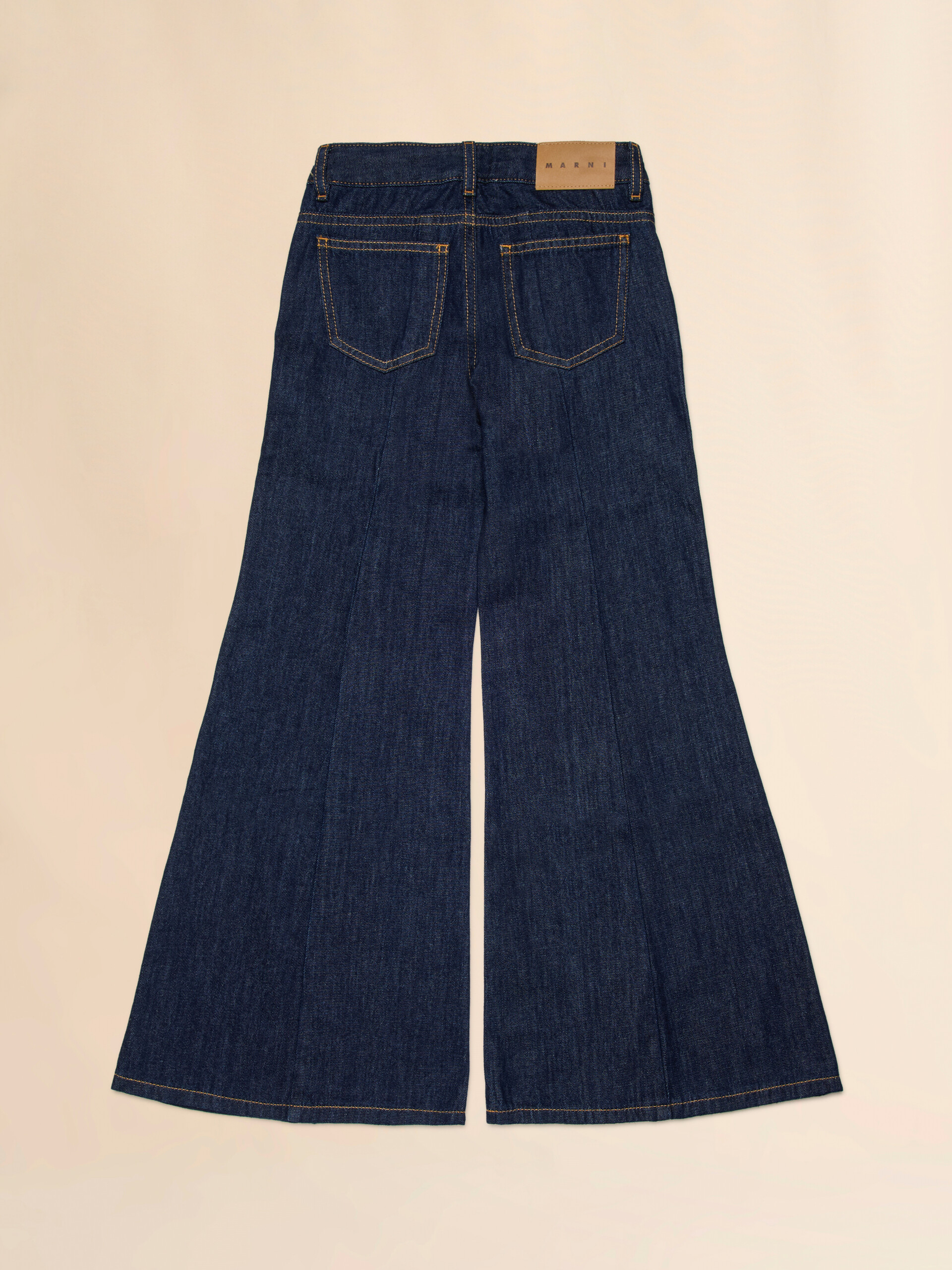 Deep blue denim jeans with tobacco stitching - Pants - Image 2