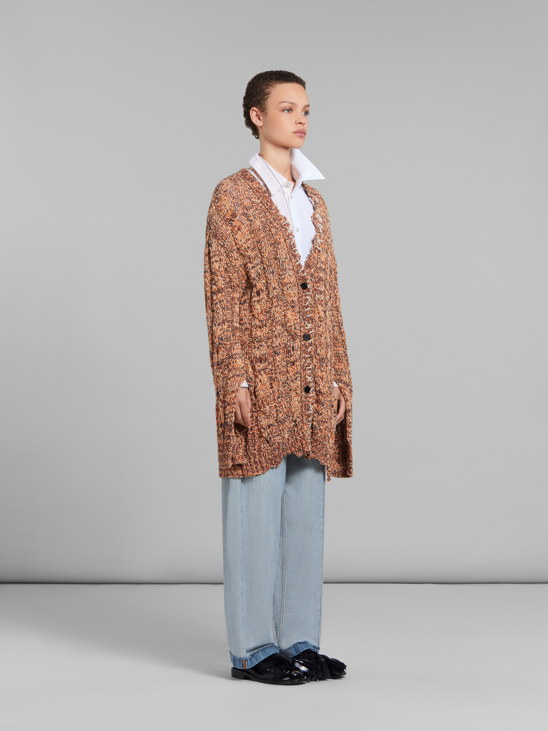 Orange mouliné cardigan with Marni mending - Pullovers - Image 5