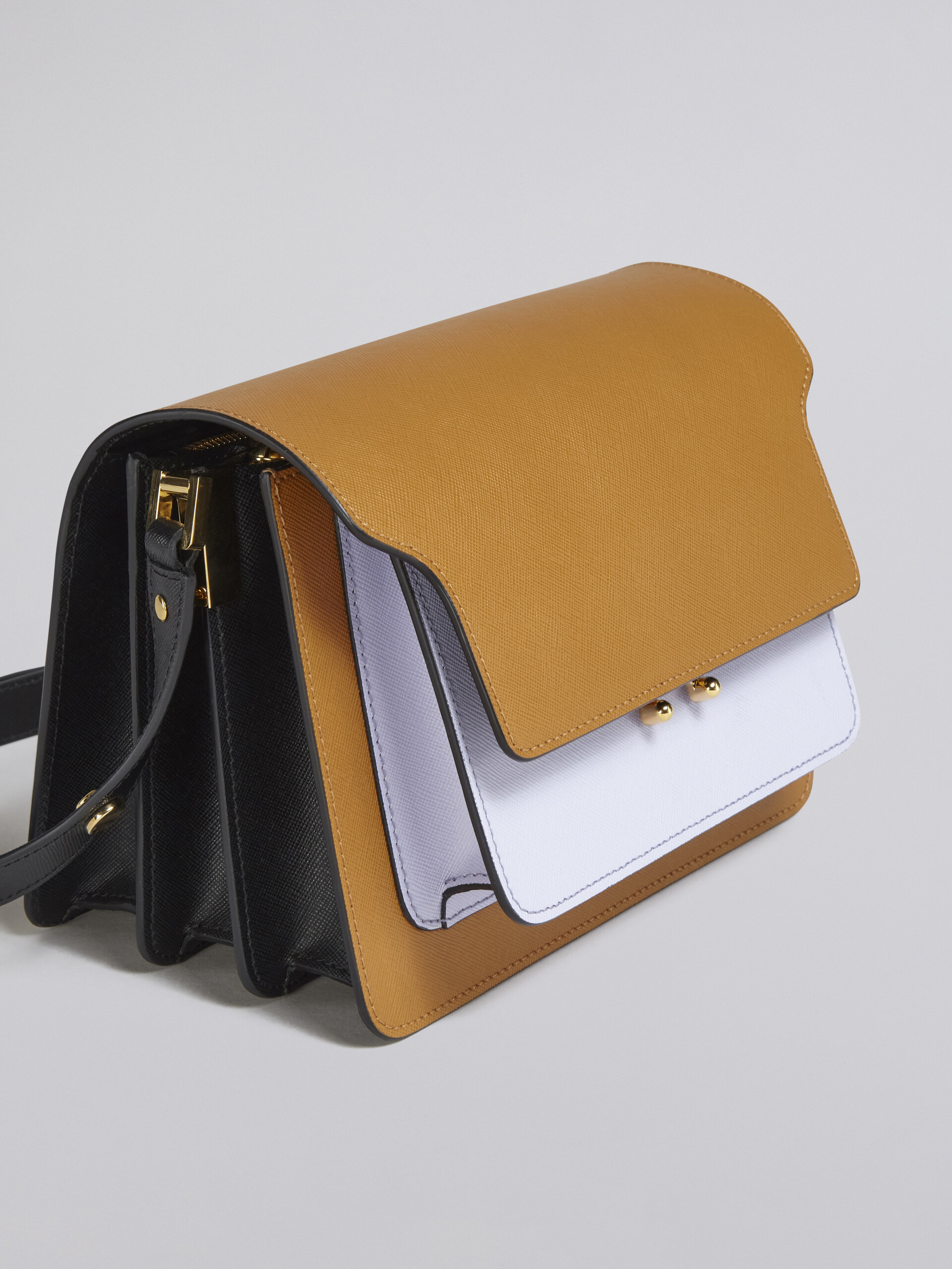 TRUNK bag in saffiano marrone lilla e nero - Borse a spalla - Image 5