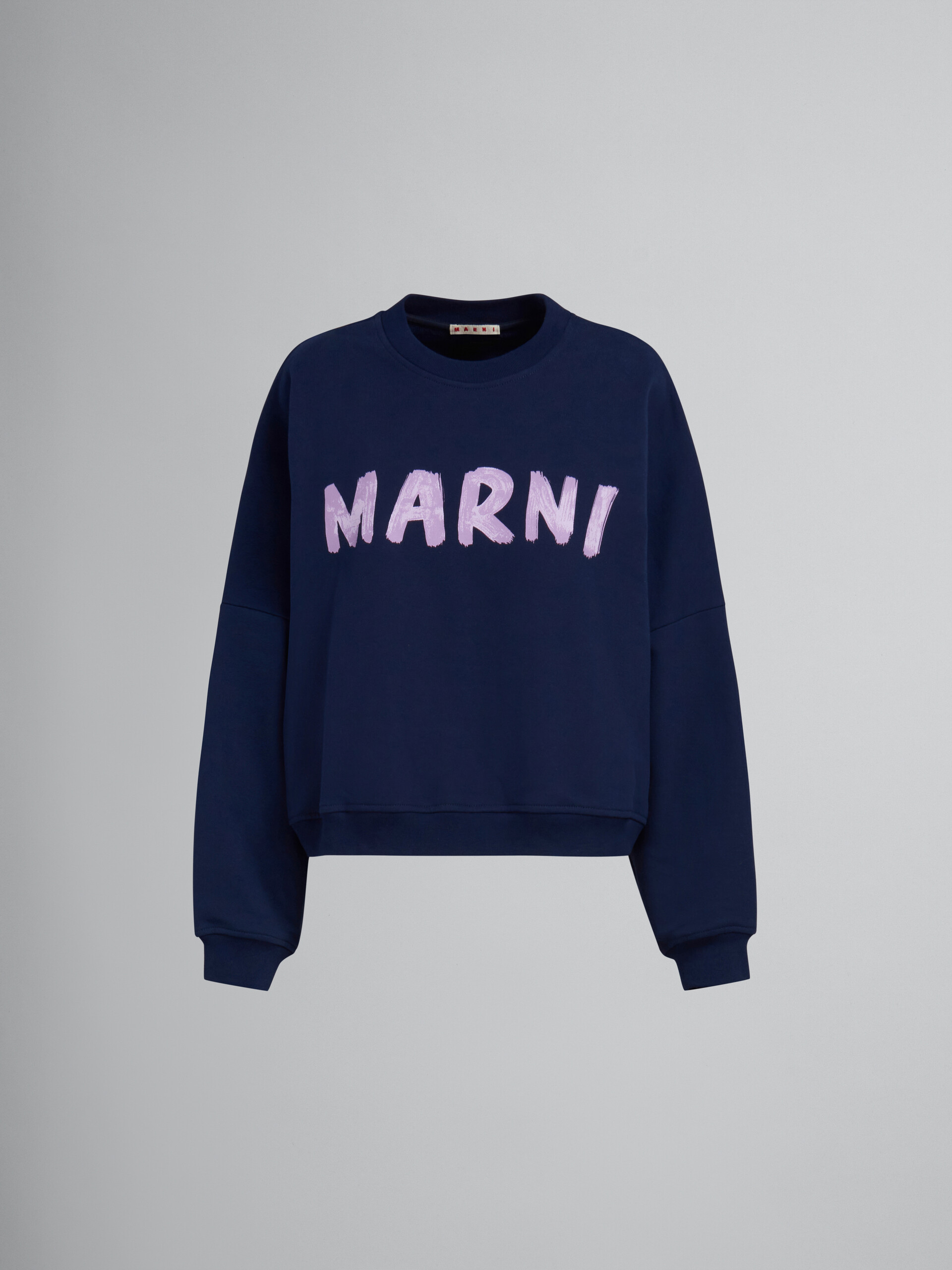 Blaues Sweatshirt aus Bio-Baumwolle mit Marni-Print - Strickwaren - Image 1