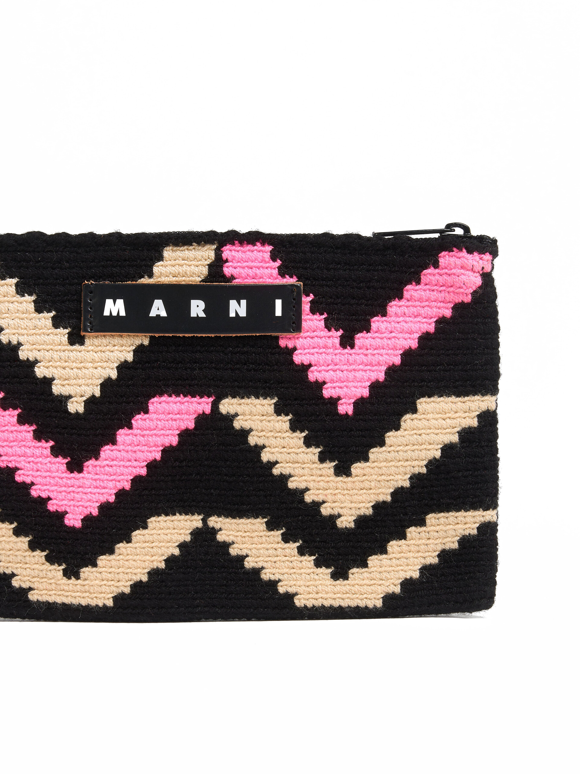 Large colour-block intarsia MARNI MARKET tech wool pouch - Accessories - Image 3