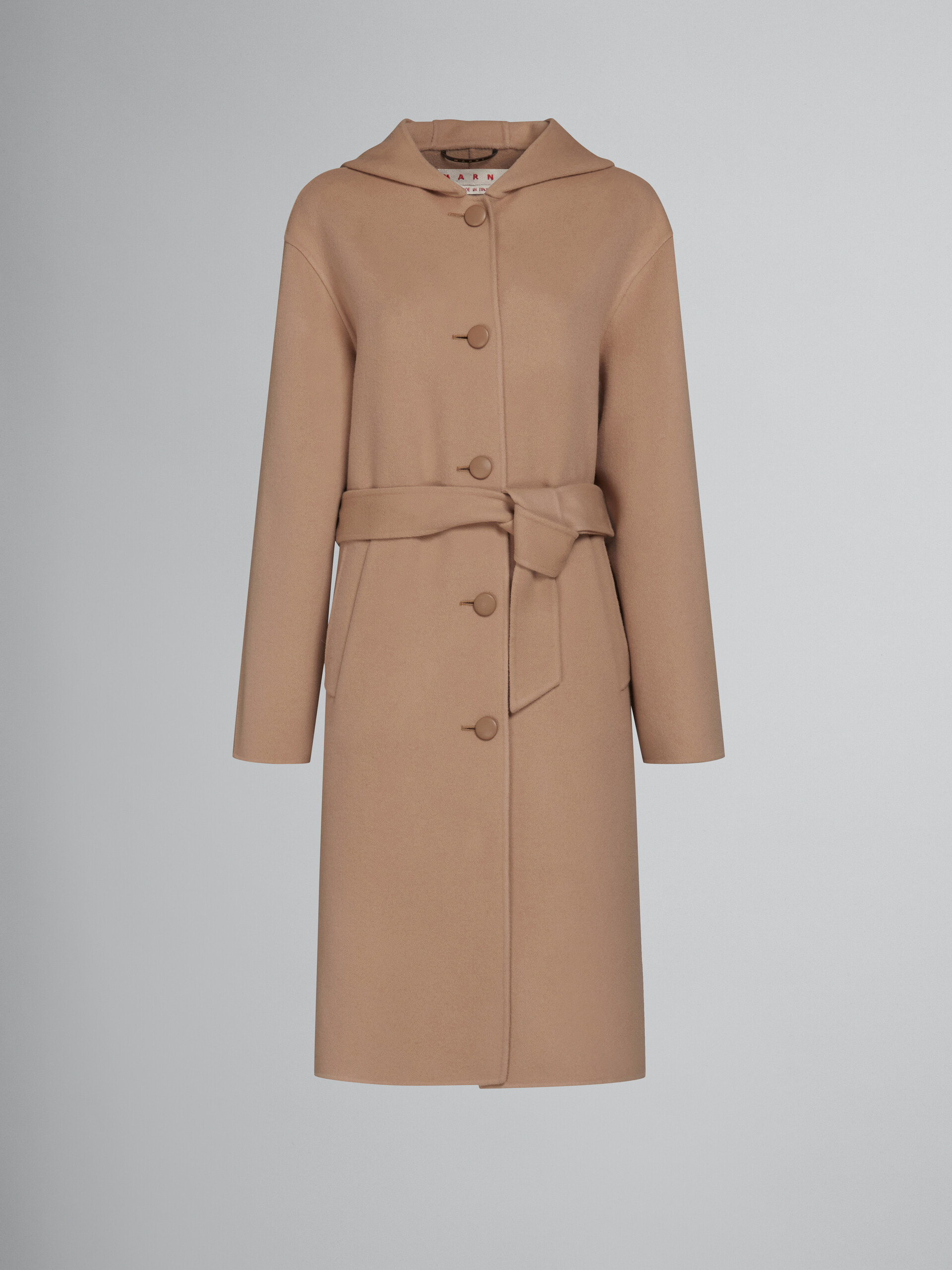 Beige wool coat with waist belt - Coats - Image 1