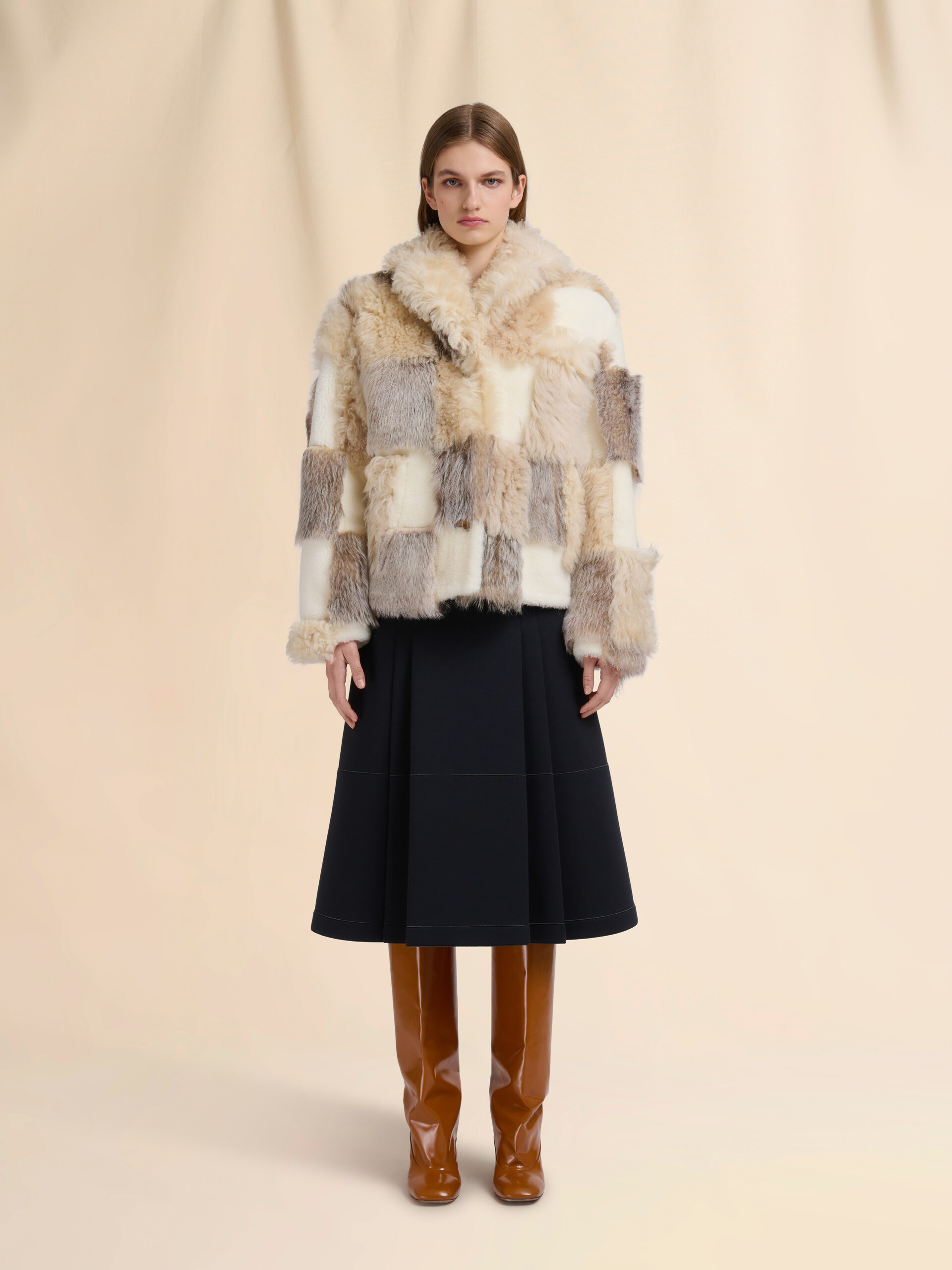 Cream mixed shearling jacket - Jackets - Image 2