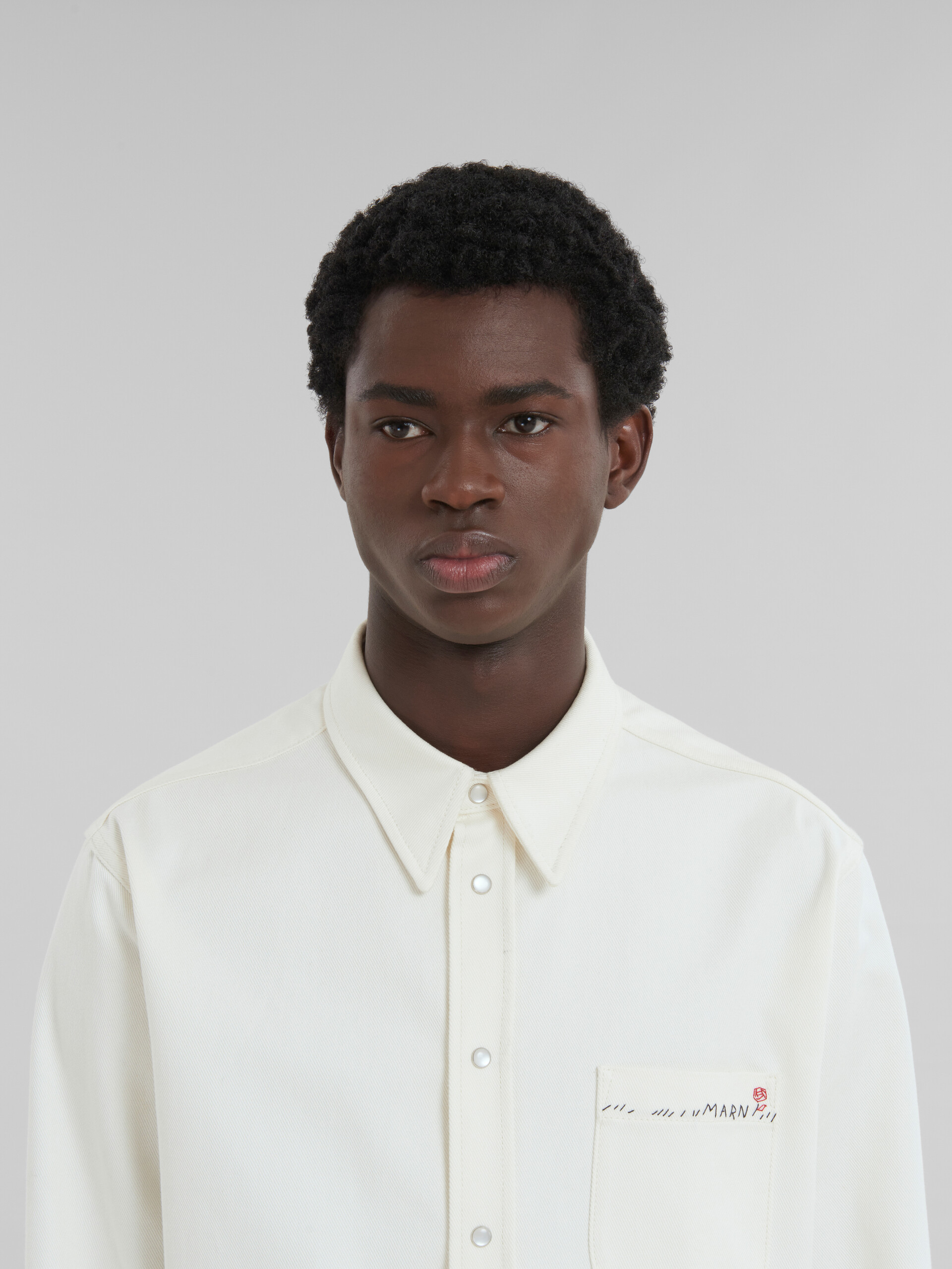 White drill shirt with Marni mending - Shirts - Image 4