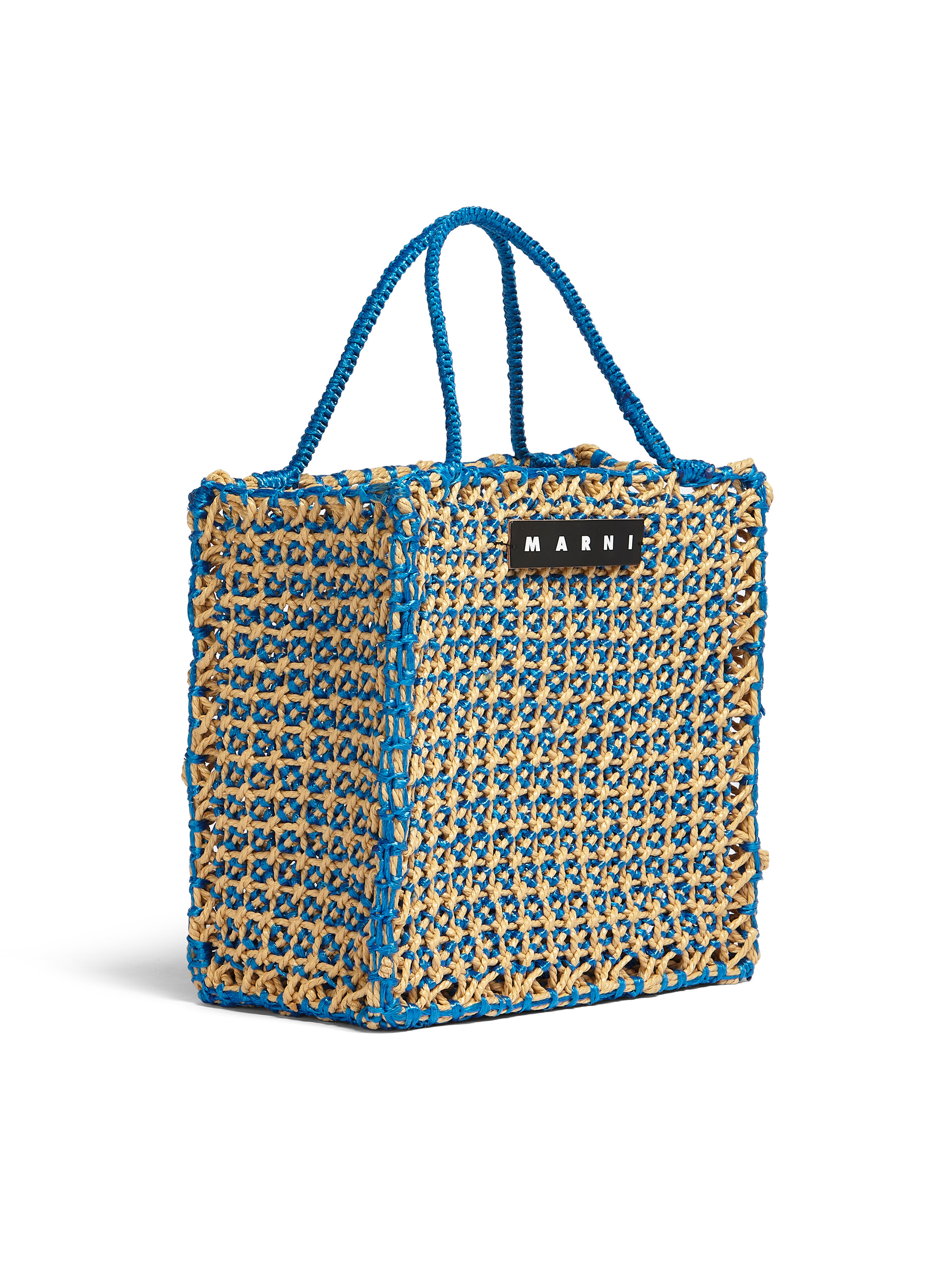 MARNI MARKET large bag in pale blue and beige crochet - Bags - Image 2