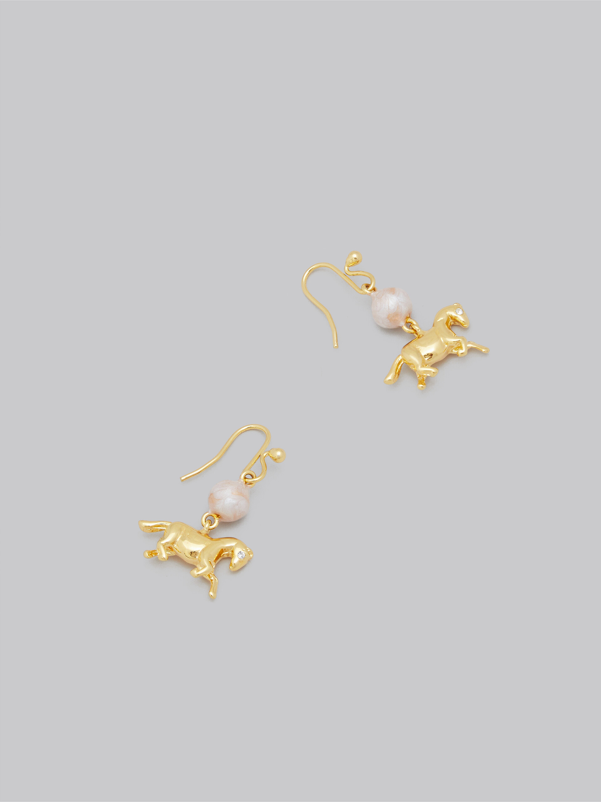 Gold horse drop earrings - Earrings - Image 4