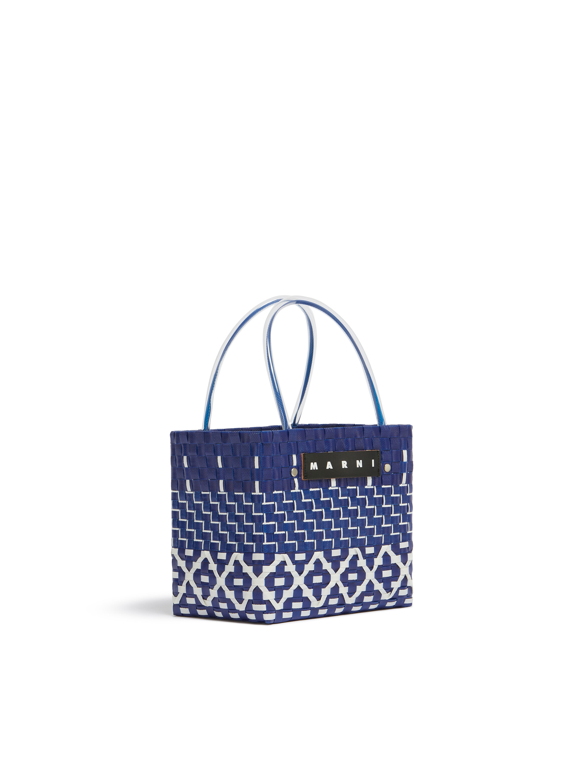 Blue geometric MARNI MARKET MINI BASKET Bag - Shopping Bags - Image 2