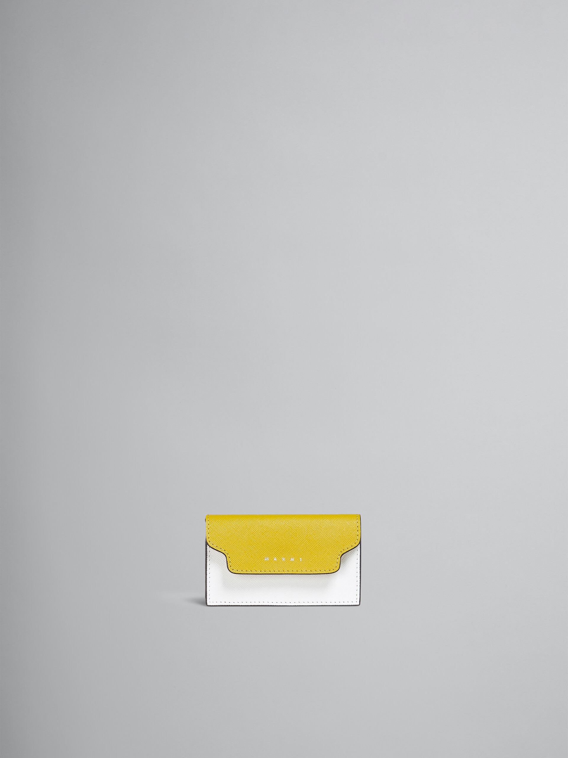 Portabiglietti da visita in saffiano giallo e bianco - Portafogli - Image 1
