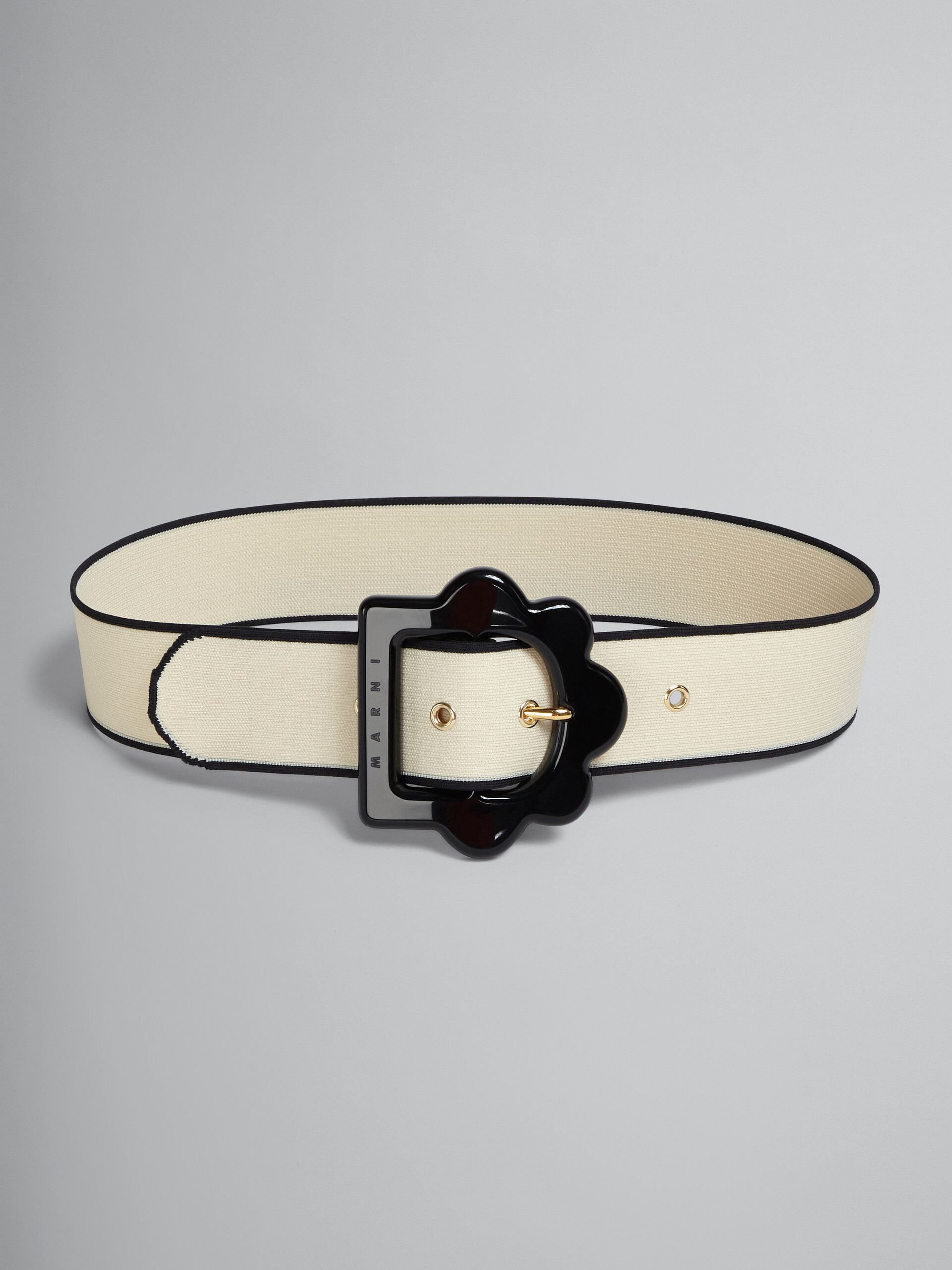 White and black jacquard flower belt - Belts - Image 1