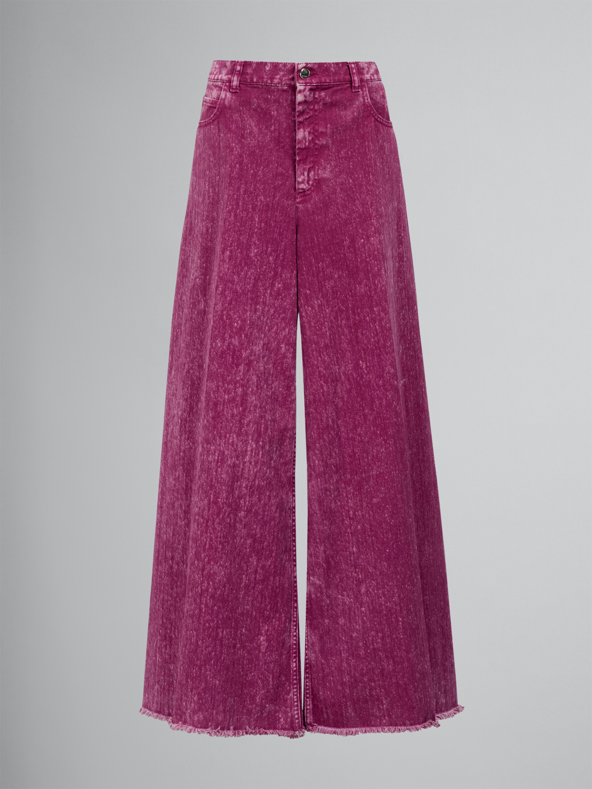 Pink denim wide-leg trousers - Pants - Image 1