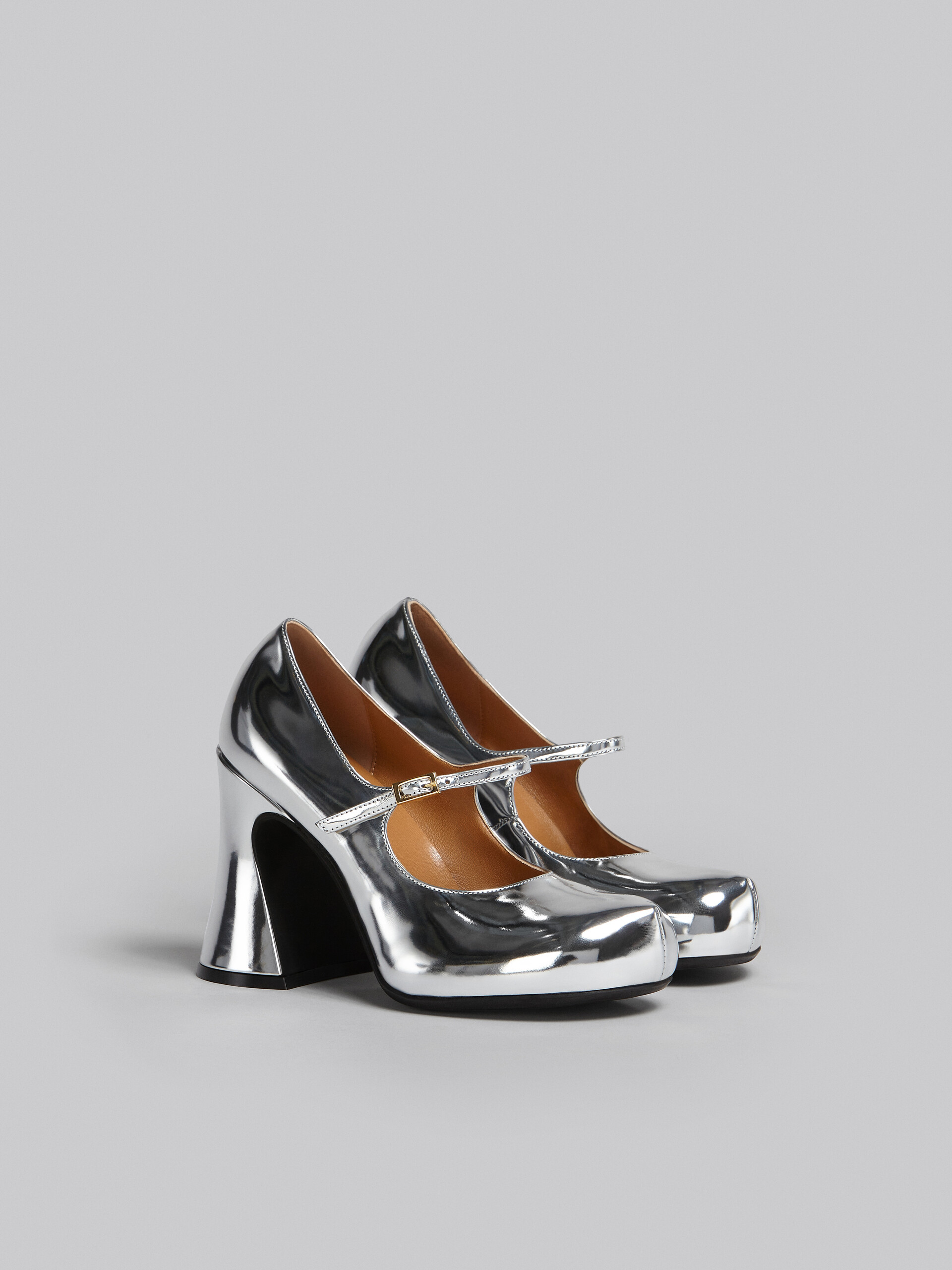 Silver mirrored leather Mary Janes - Sneakers - Image 2
