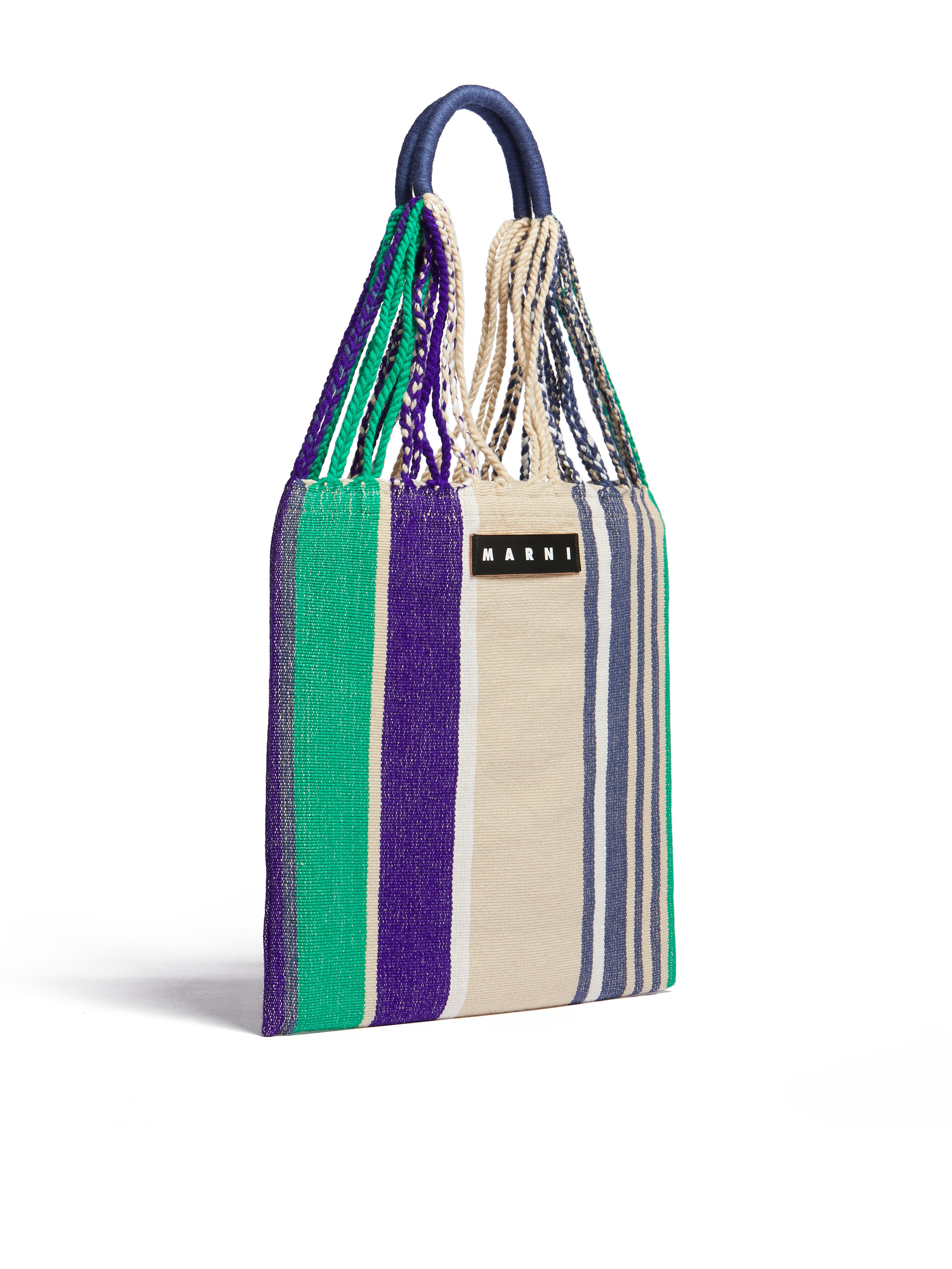 MARNI MARKET shopping bag in polyester with hammock-like handle grey turquoise and red - Bags - Image 2