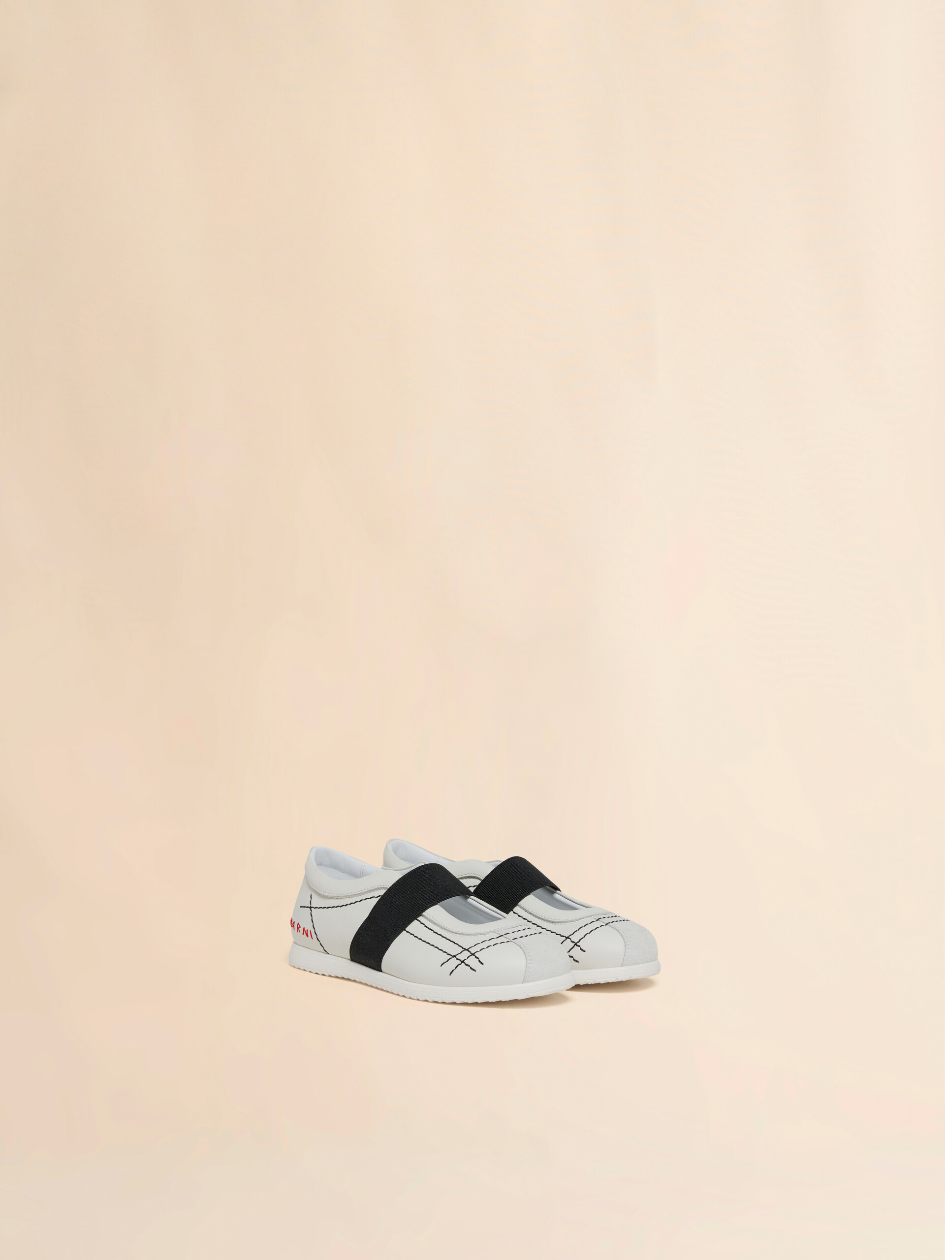White leather low-cut sneaker with Marni Mending - Sneakers - Image 2
