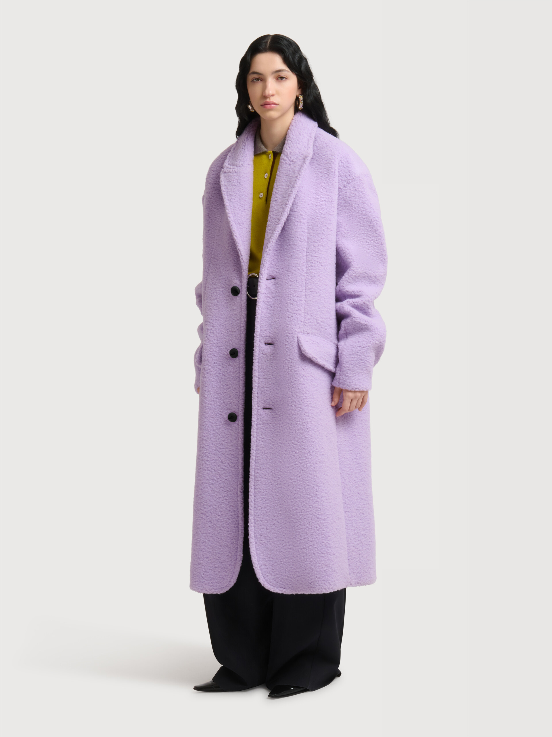 Purple wool-mohair teddy oversized coat - Coats - Image 3