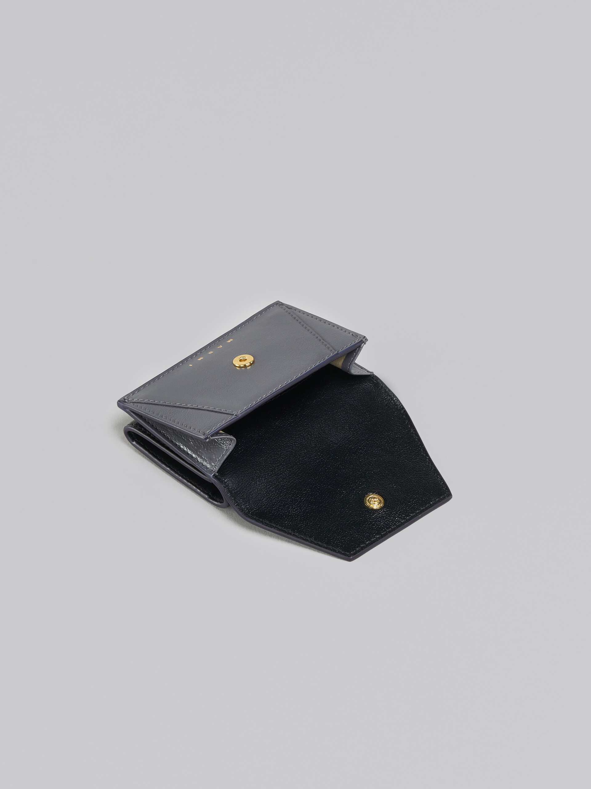 Portafoglio tri-fold in pelle grigia e nera - Portafogli - Image 5
