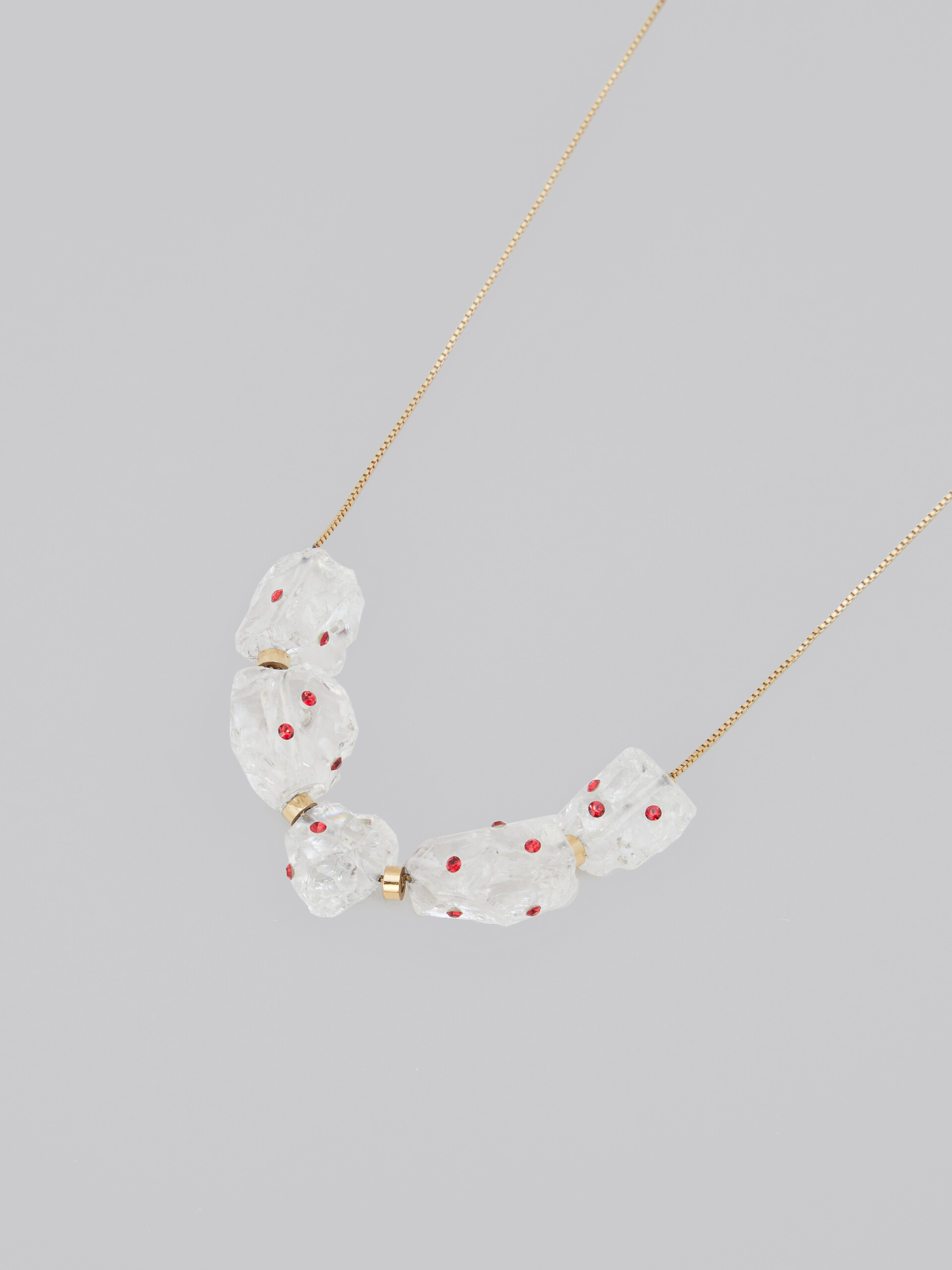 White quartz multi-stone necklace with rhinestone polka dots - Necklaces - Image 3
