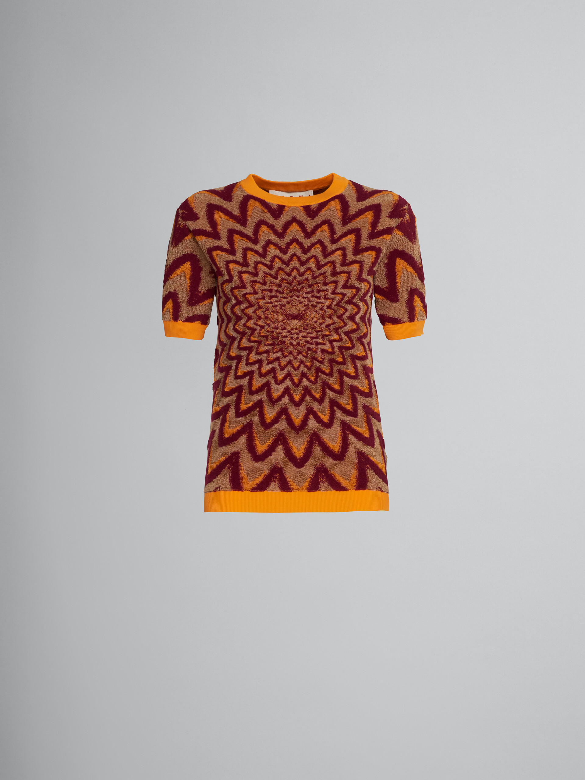Orange-tone sweater with optical motif - Pullovers - Image 1