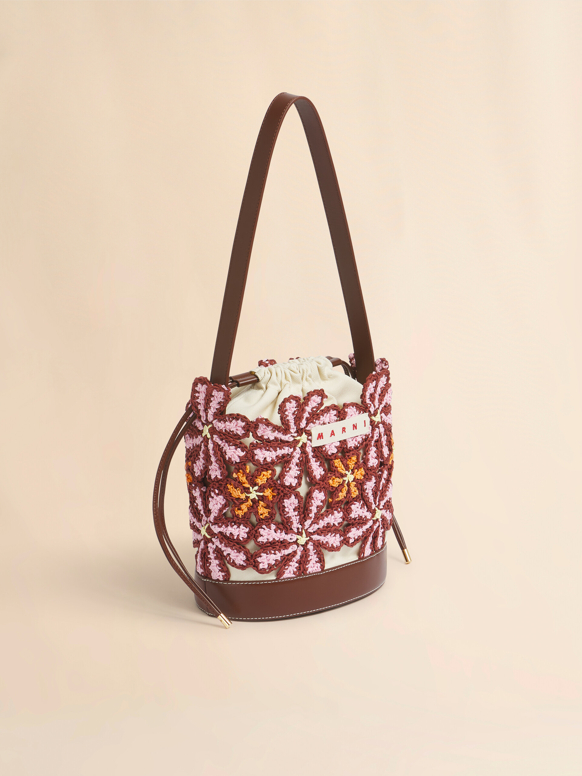 Yellow paper raffia flower Seaside bucket bag - Shoulder Bags - Image 2