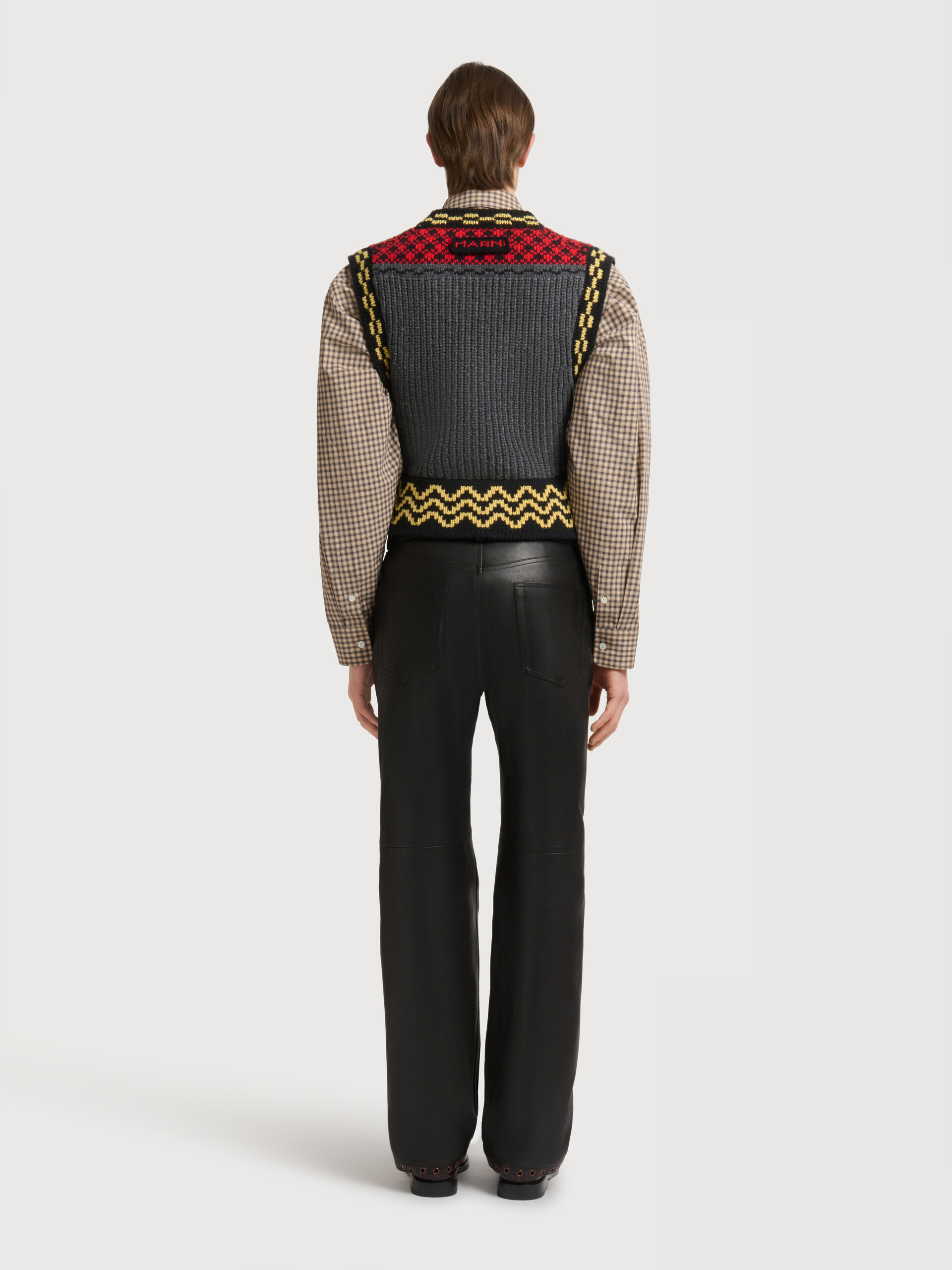 Black leather trousers with studded front - Pants - Image 4