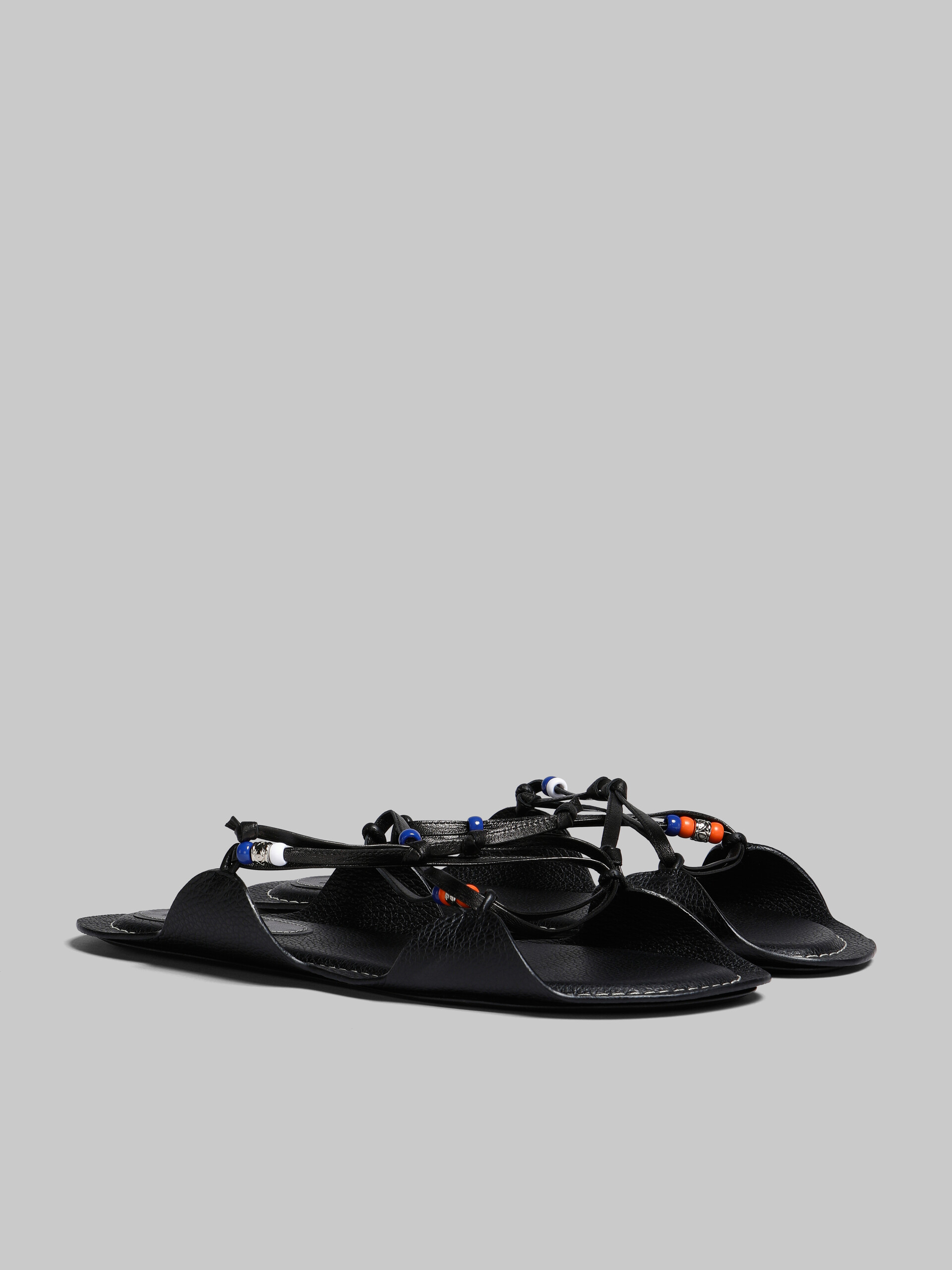 Marni x No Vacancy Inn - Black leather sandals with beads - Sandals - Image 2