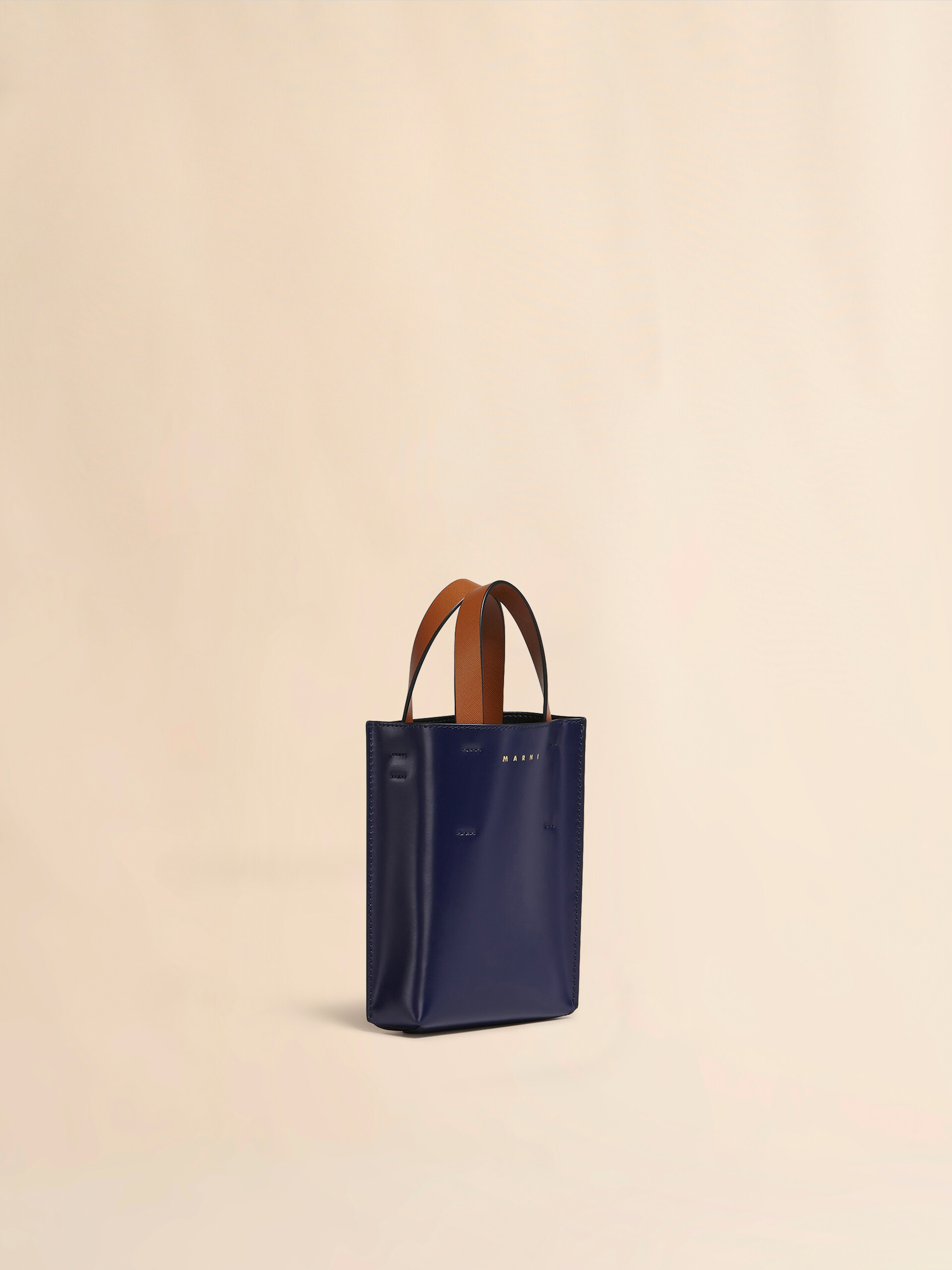 Sac nano MUSEO en cuir bleu et blanc - Sacs cabas - Image 5