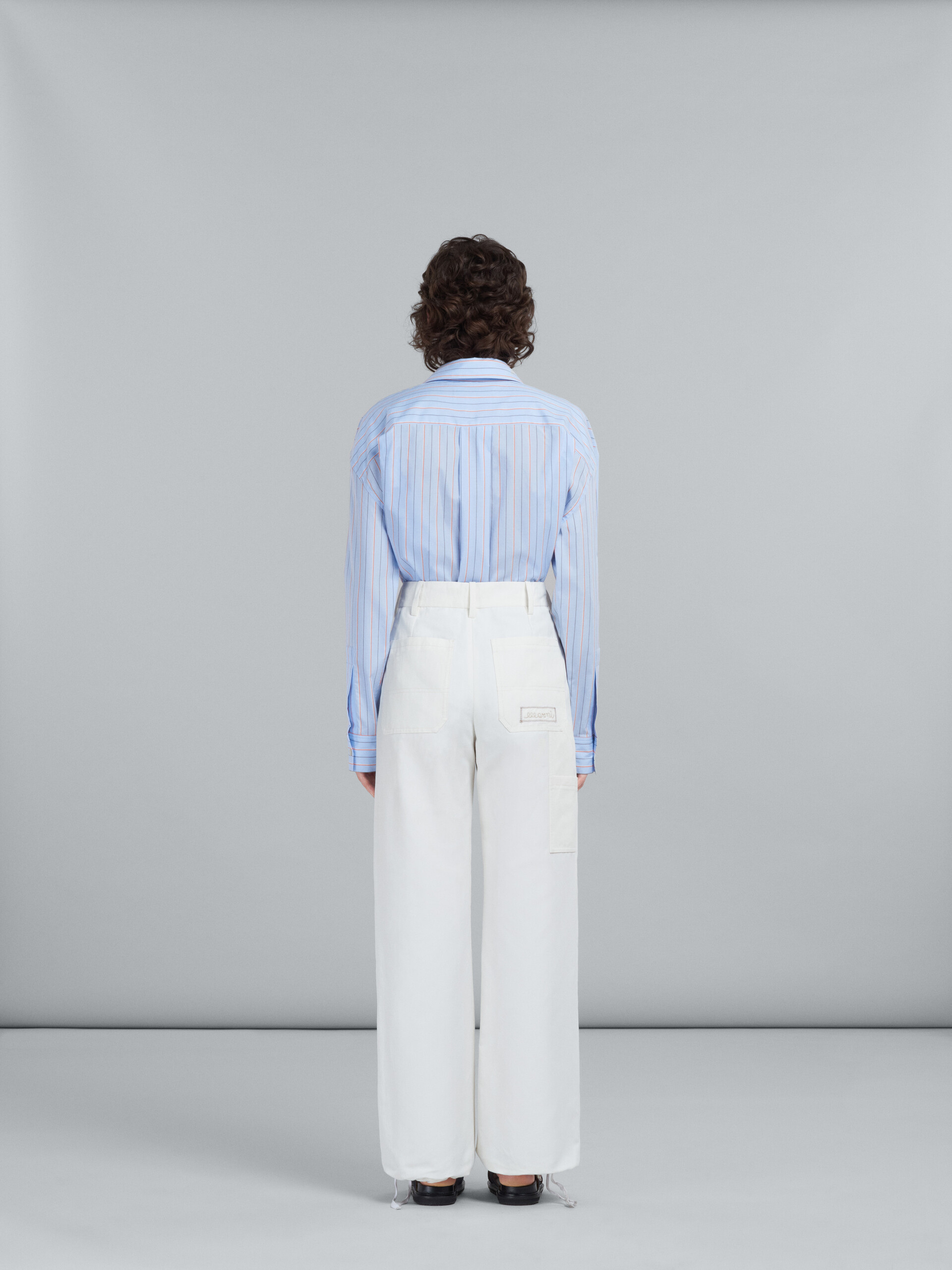 Pantaloni cargo in cotone e lino tecnico bianco - Pantaloni - Image 3
