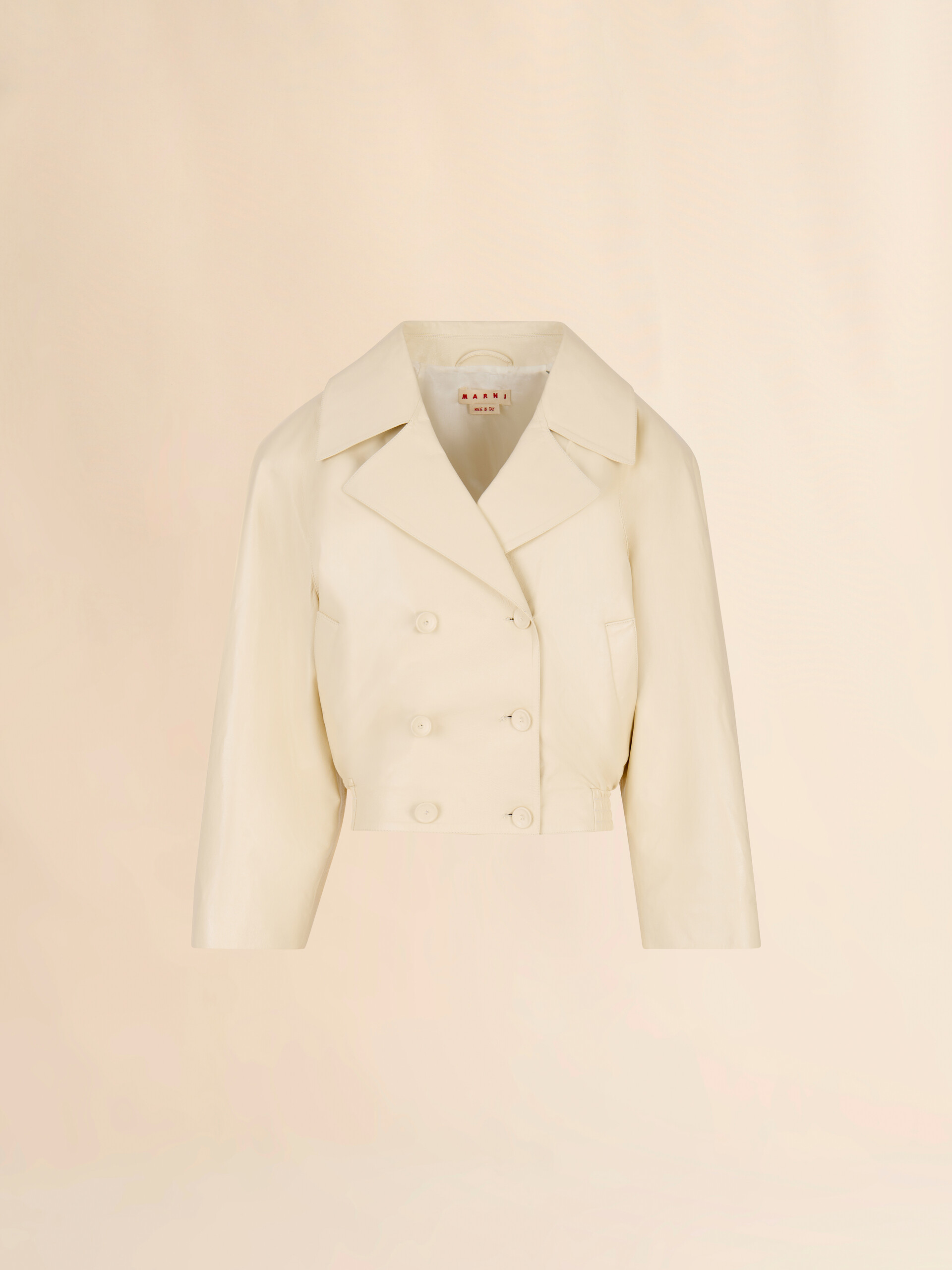 Cream leather oversized jacket - Jackets - Image 1