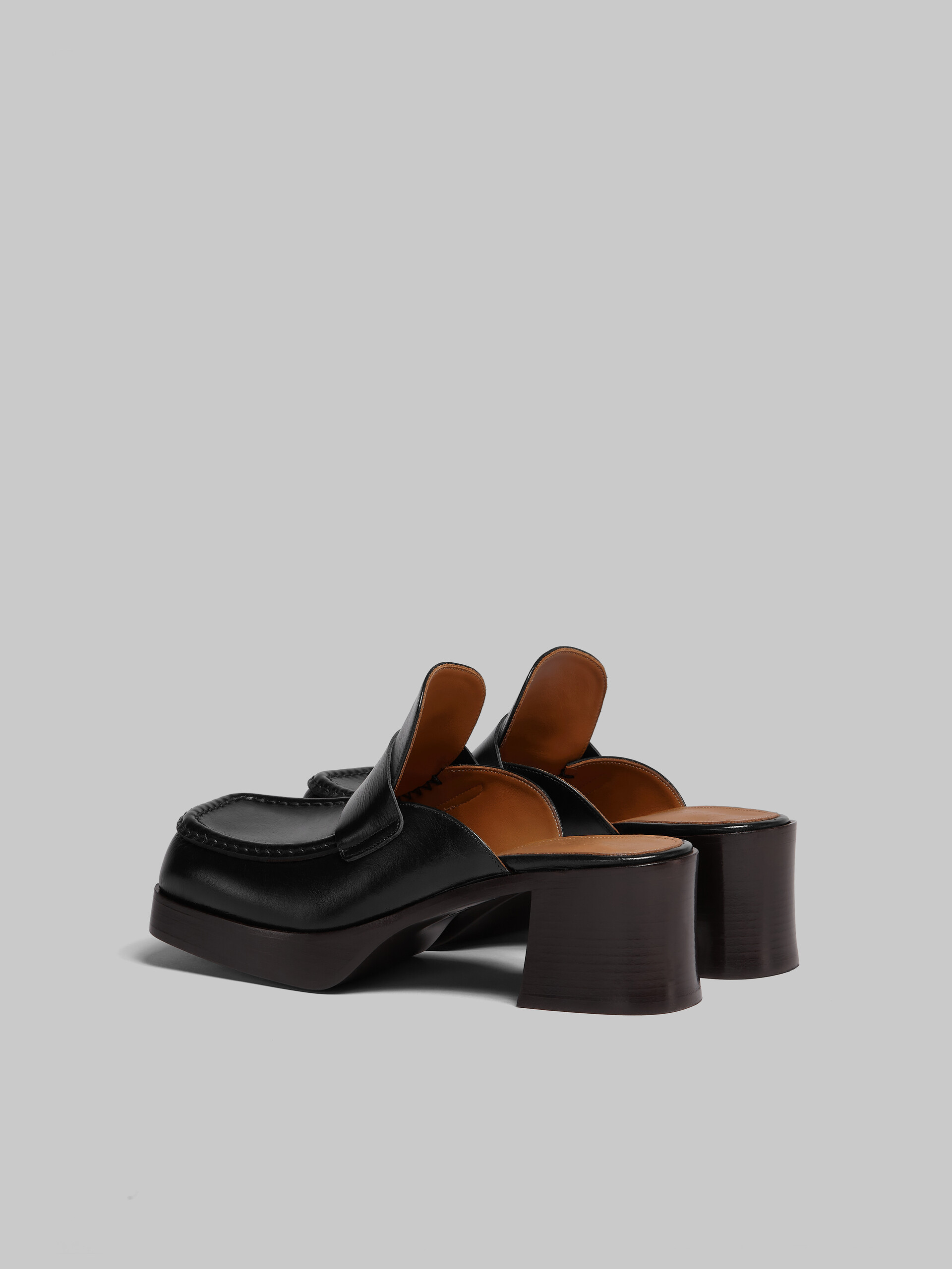 Black leather heeled mule - Clogs - Image 3