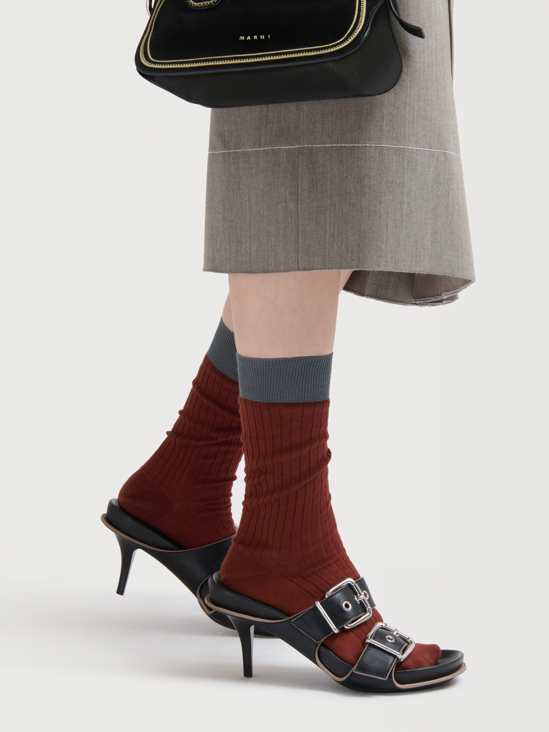 Black leather double-buckle Fussbett pump - Sandals - Image 3