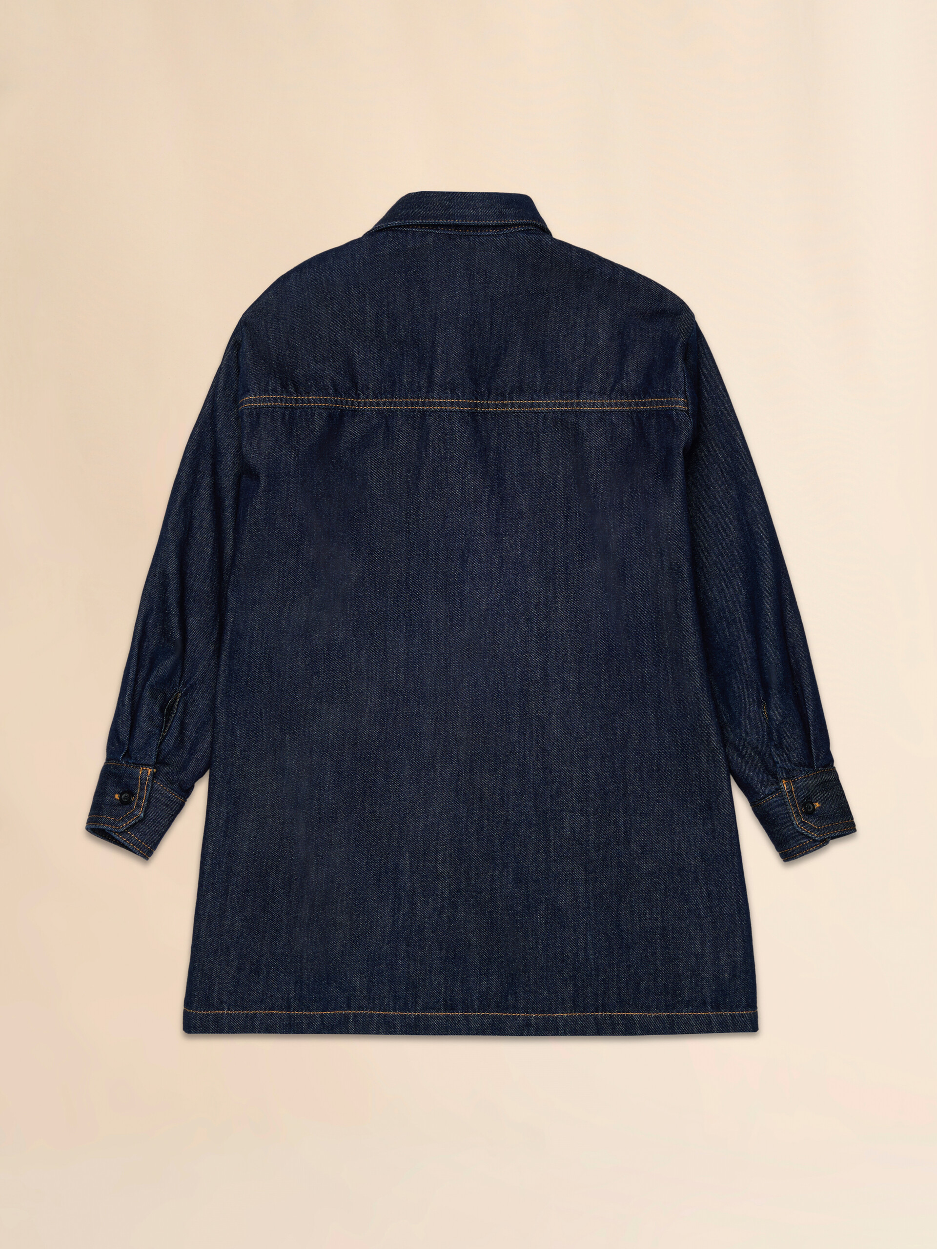 Deep blue denim dress with tobacco stitching - Dresses - Image 2