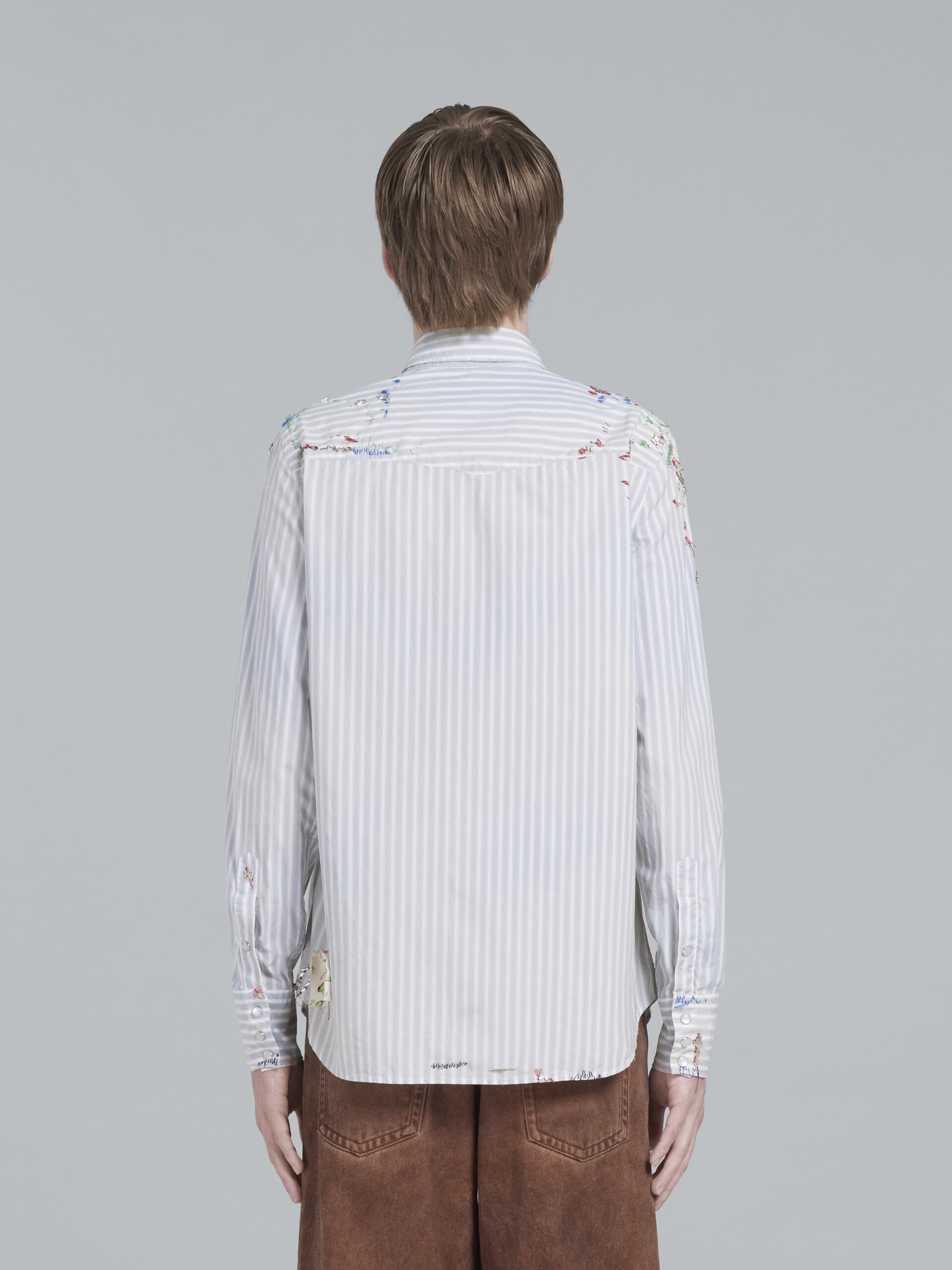 Light blue Western shirt with embroidery - Shirts - Image 3