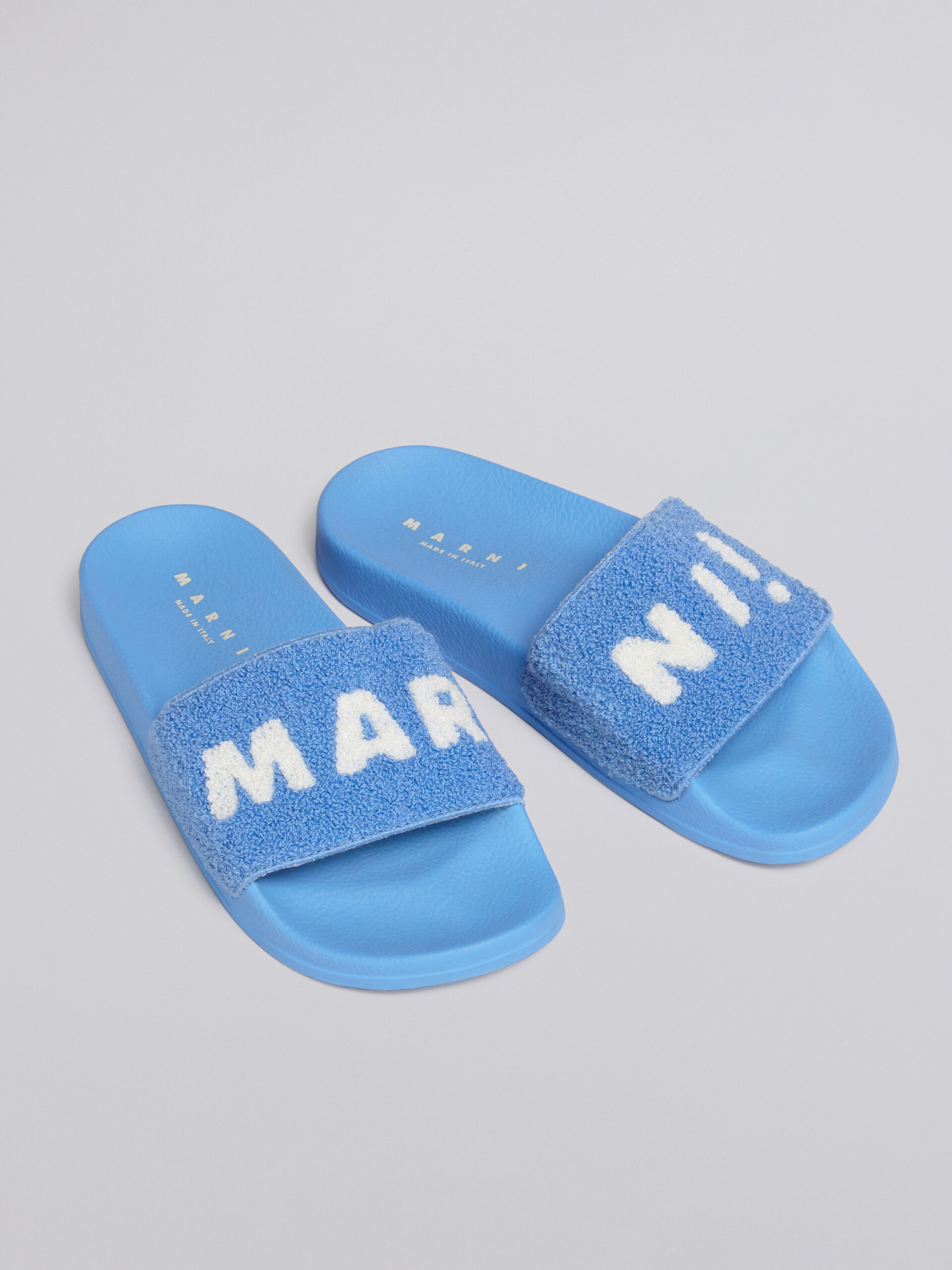Rubber sandal with blue and white terry cloth upper - Sandals - Image 5