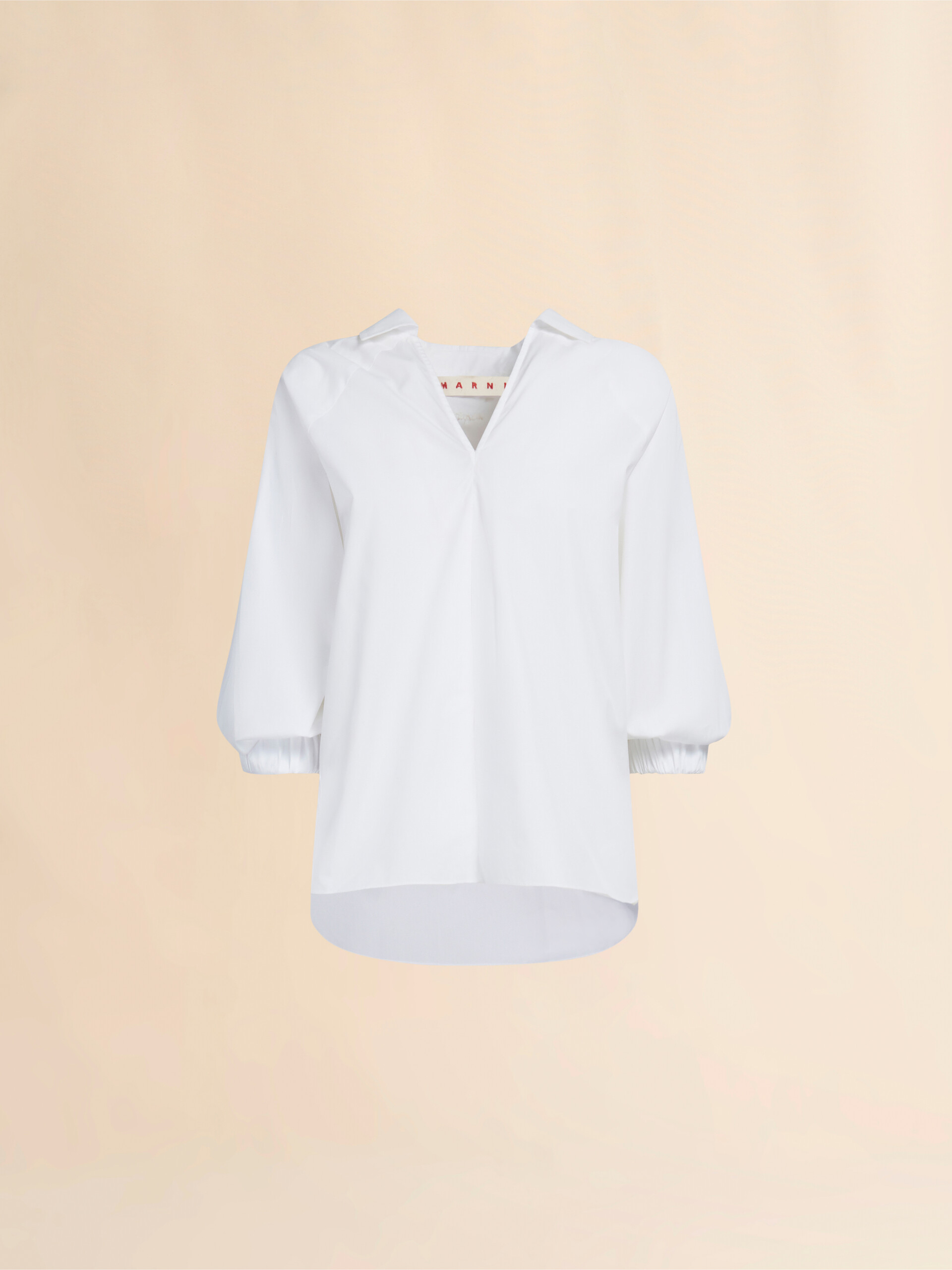 Top in popeline biologico blu con colletto a camicia - Camicie - Image 1