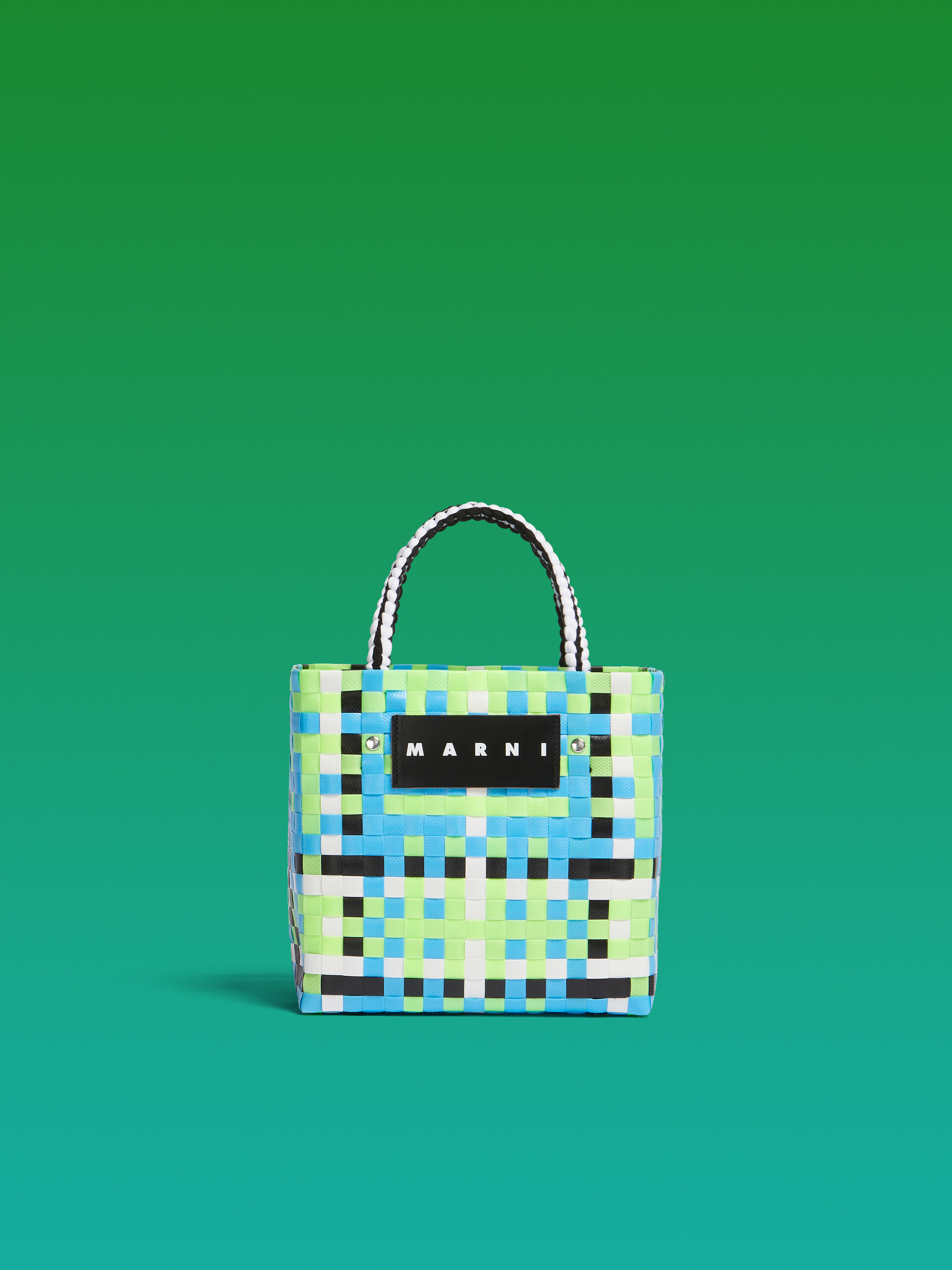 MARNI MARKET BASKET bag in light blue square woven material - Bags - Image 1