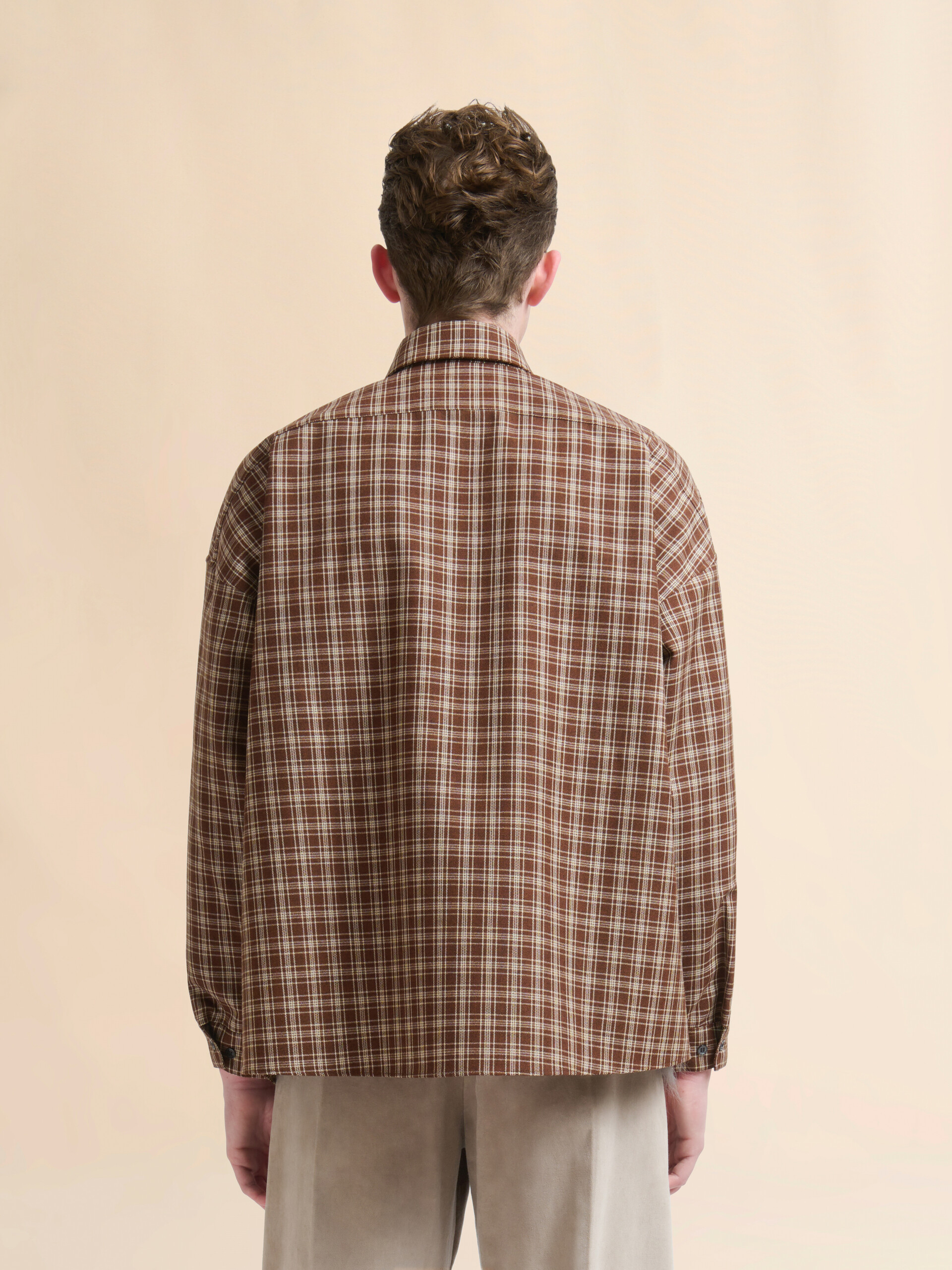 Brown wool shirt with Marni Mending logo - Shirts - Image 3