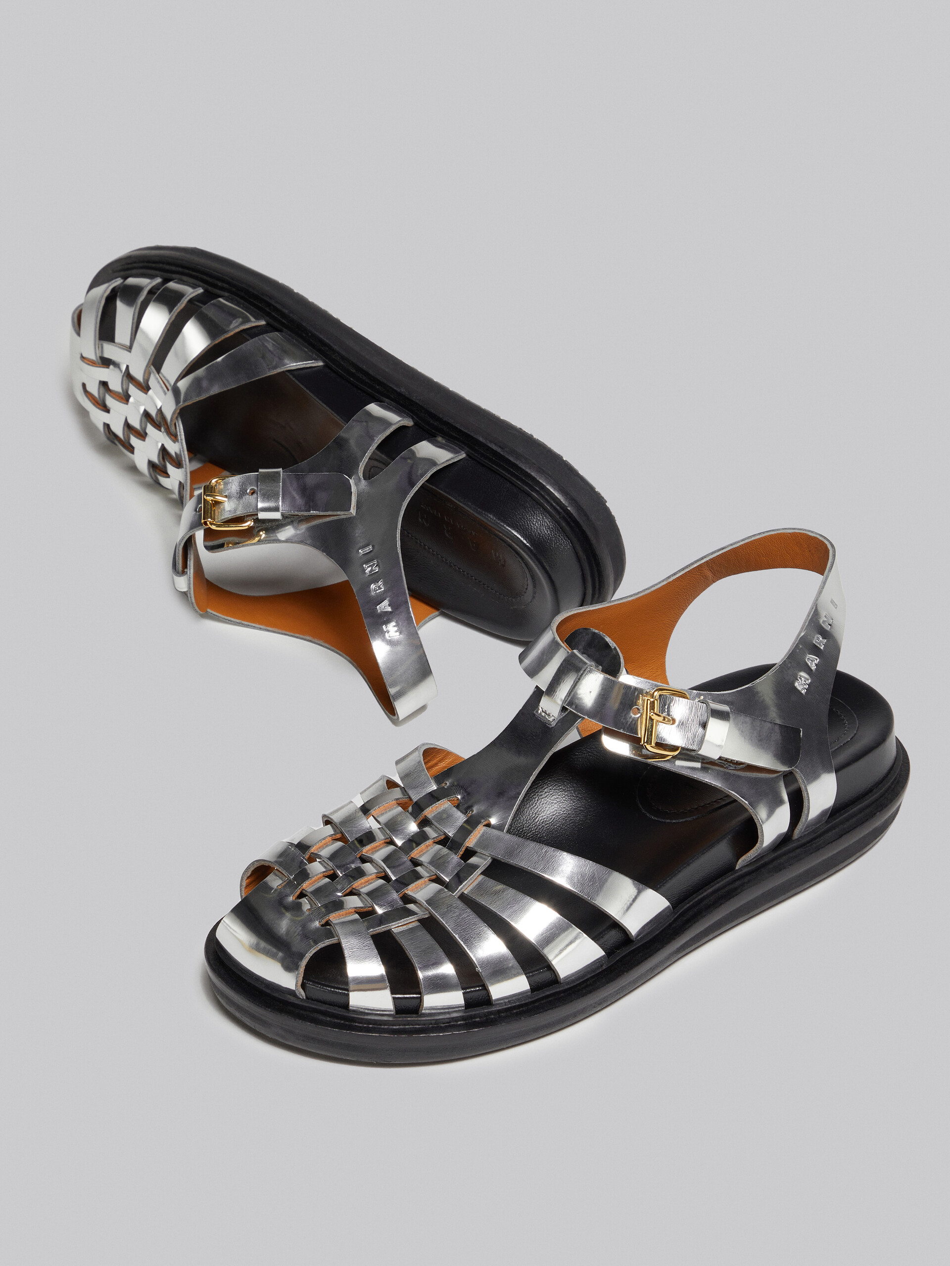 Silver mirrored leather fisherman's sandal - Sandals - Image 5