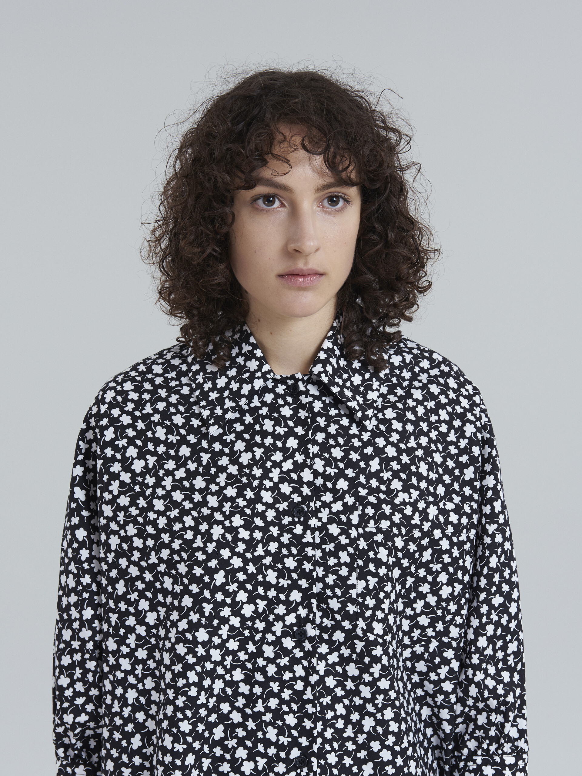 Micro Flower print fil coupé cotton shirt - Shirts - Image 4
