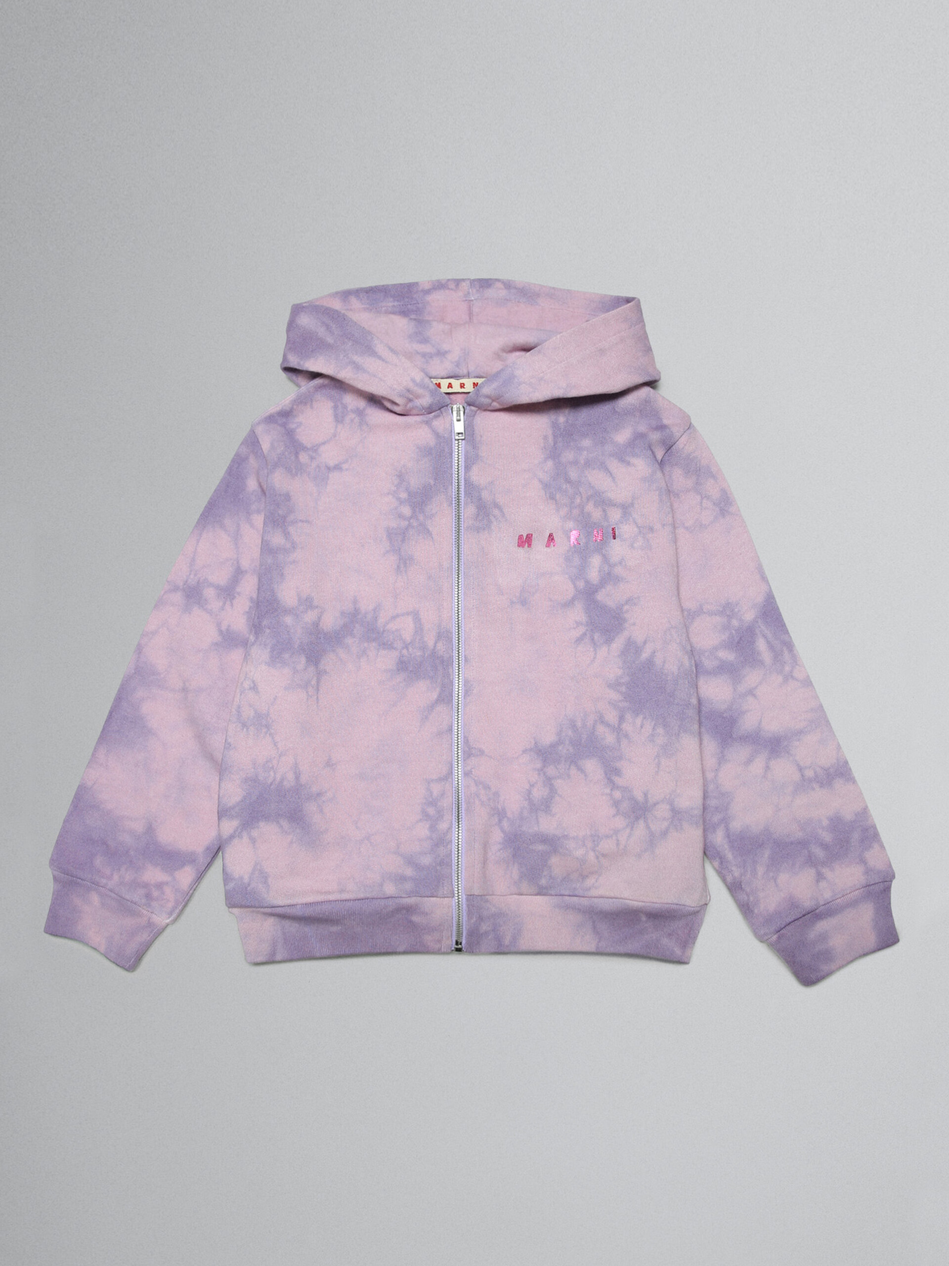 Lavender tie-dye hoodie with metallic logo prints - Sweaters - Image 1