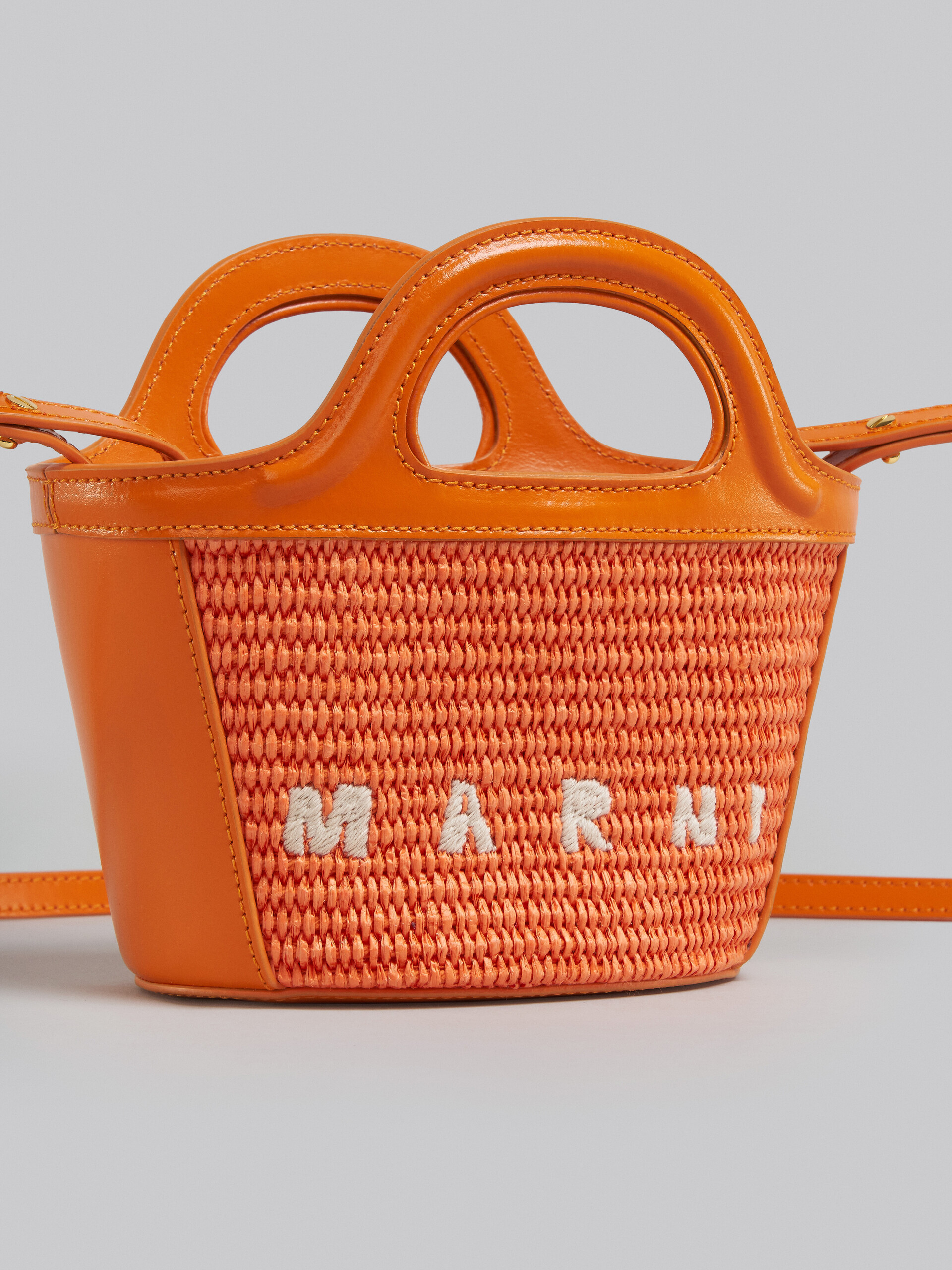 Tropicalia Micro Bag in orange leather and raffia - Handbag - Image 5