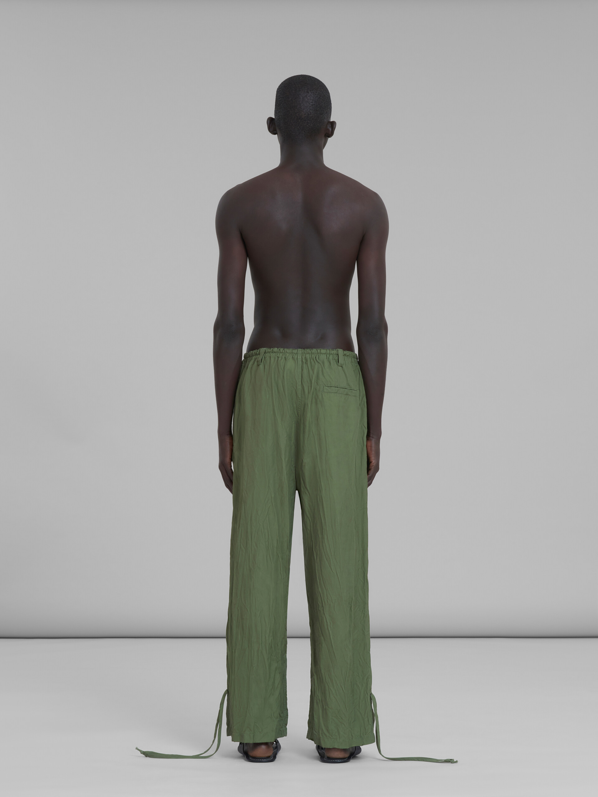 Marni x No Vacancy Inn - Green gabardine pants with embroidery - Pants - Image 3