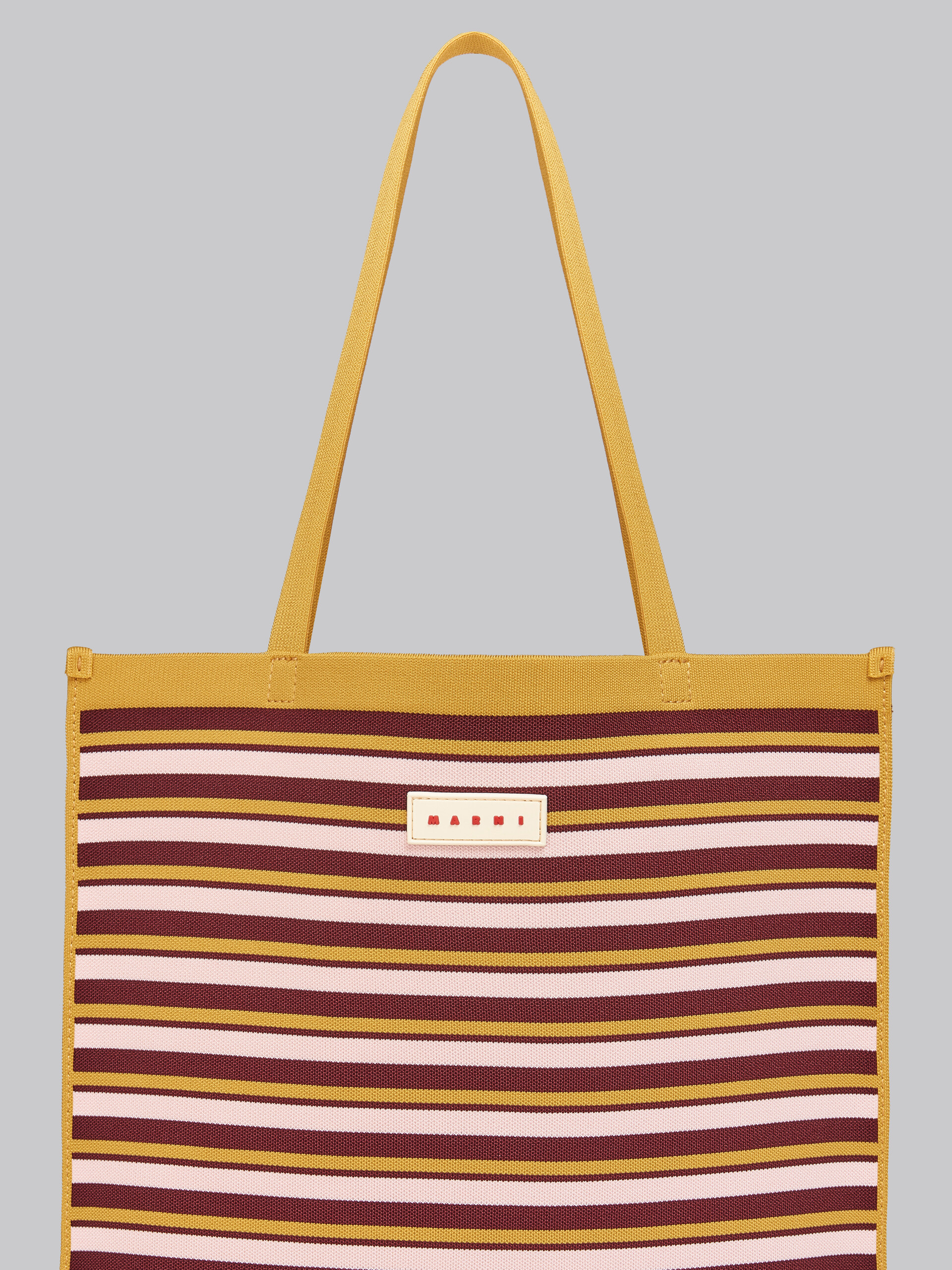 Navy white and red jacquard stripe flat tote bag - Shopping Bags - Image 5