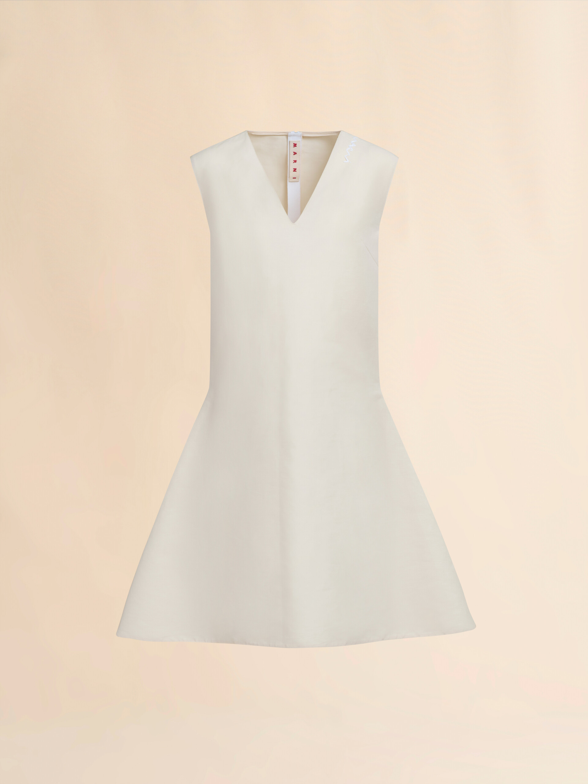Weites elfenbeinfarbenes Kleid aus Baumwolle mit Marni Symbol Stickerei - Kleider - Image 1
