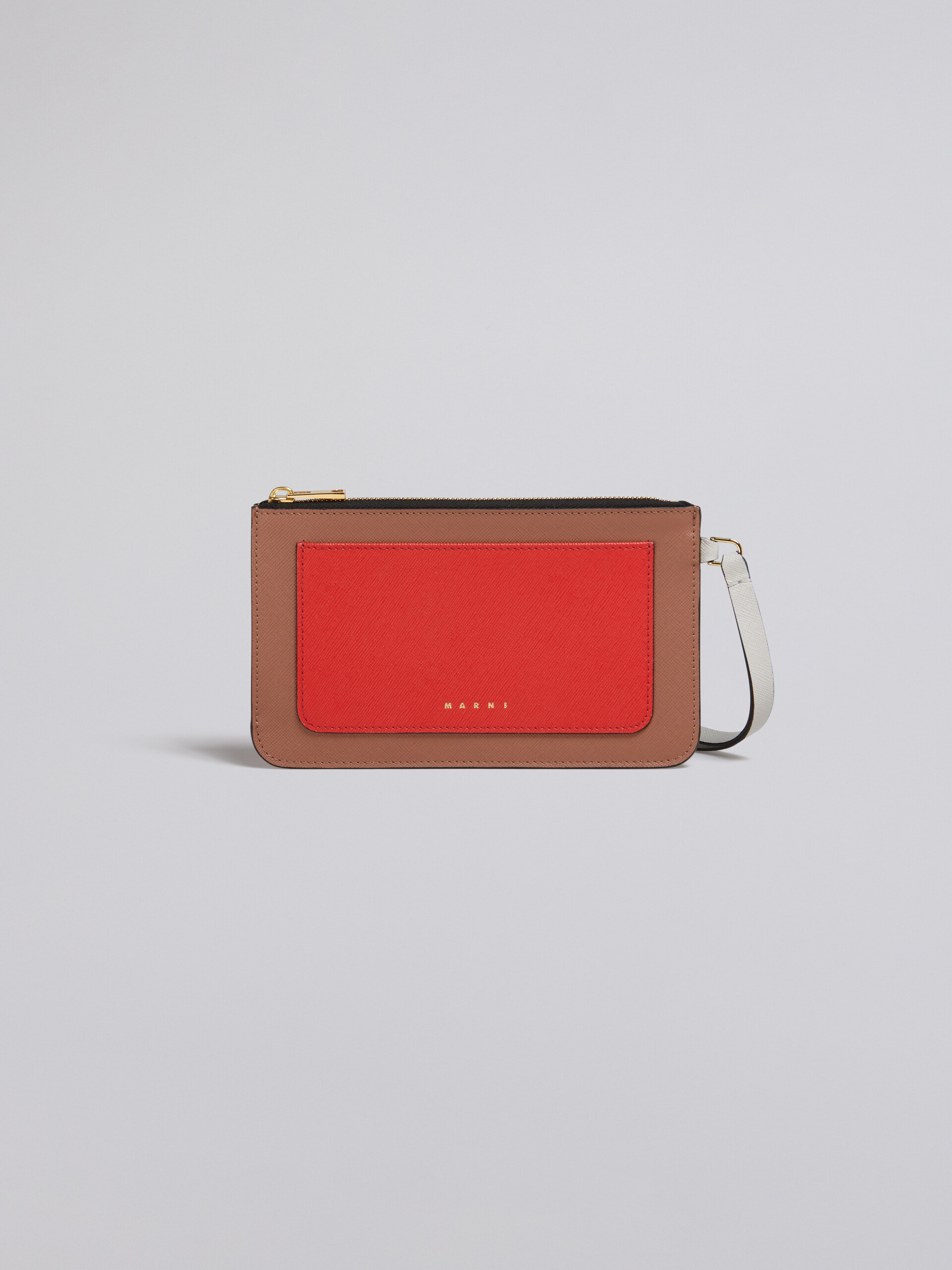 Dreifarbige flache Smartphone-Tasche aus Saffianleder - Brieftaschen - Image 1